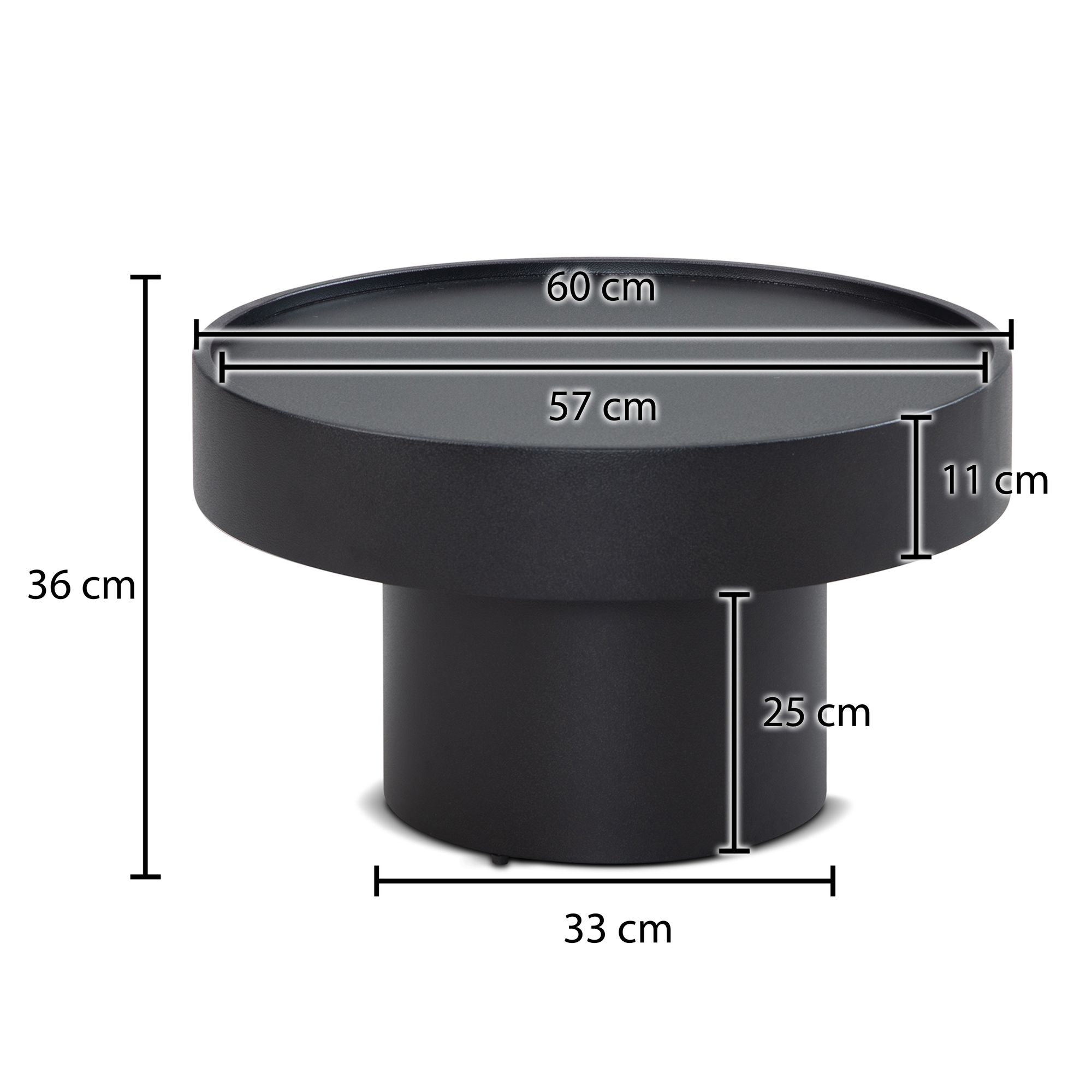 Couchtisch Bjarkoy Metall Schwarz Ø 60 cm