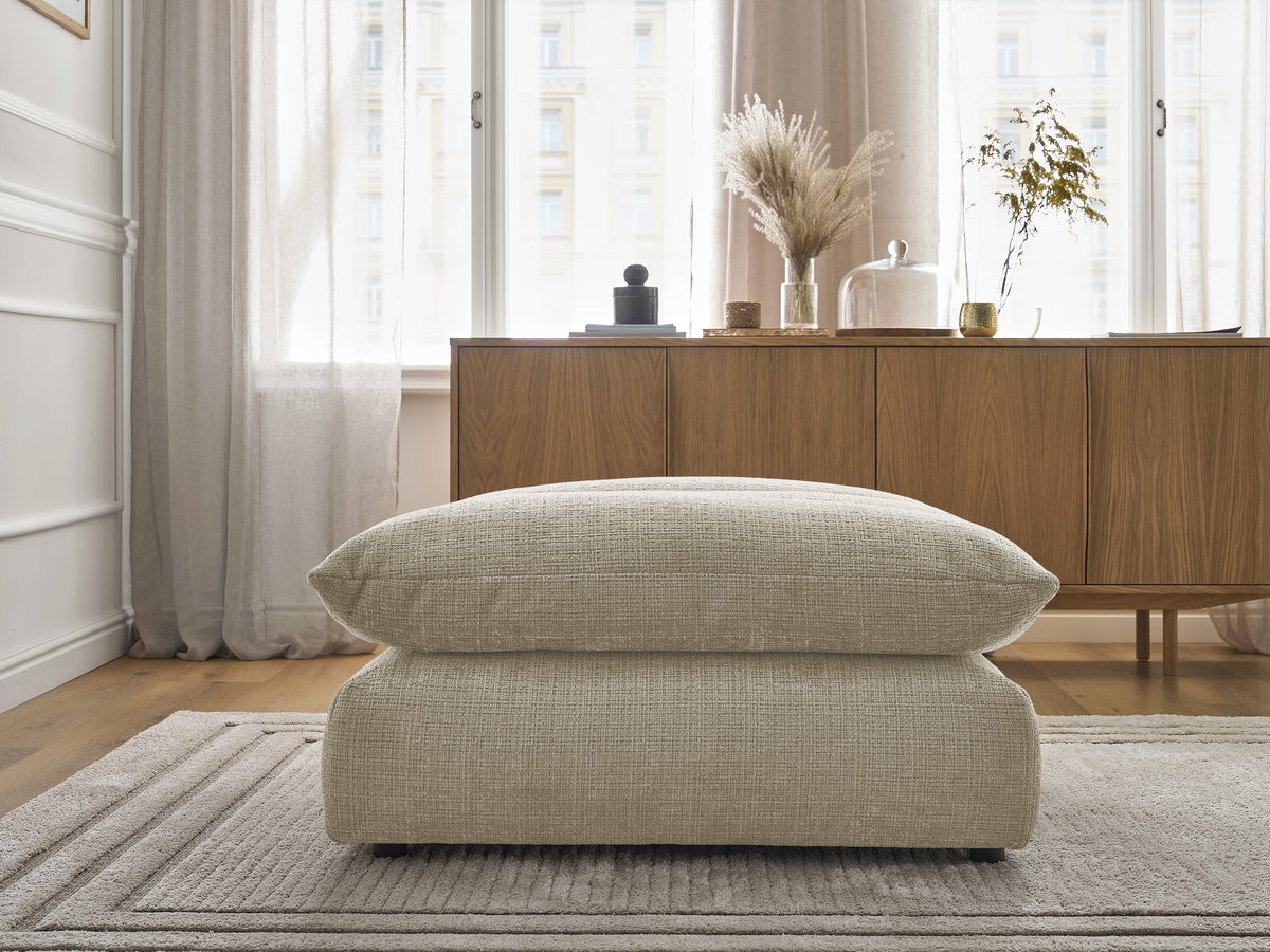 Bobochic Neil Pouf Strukturstoff Beige