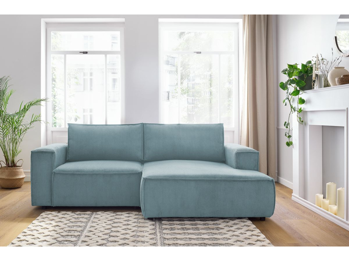 Bobochic Nihad Ecksofa Cordsamt Hellblau Ecke rechts