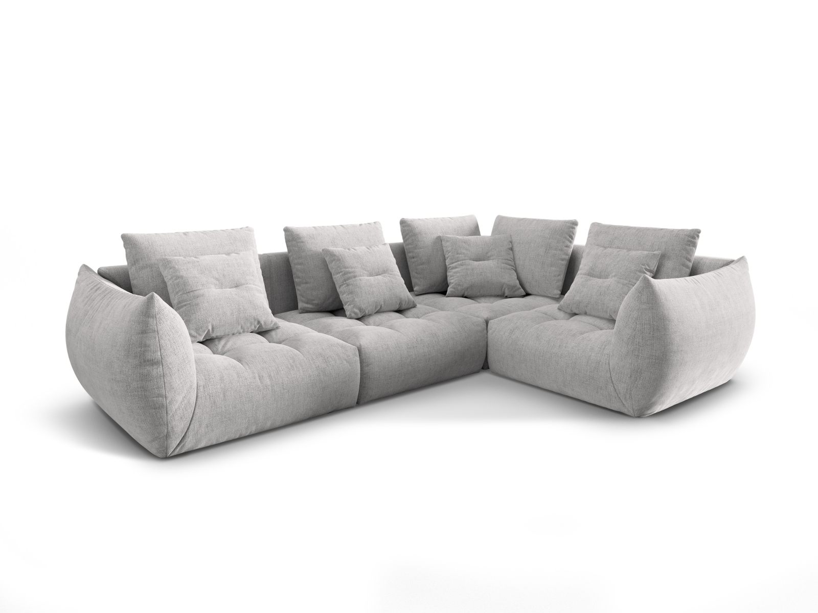 Micadoni Ecksofa Bloom 4-Sitzer Rechts Strukturierter Stoff Silber