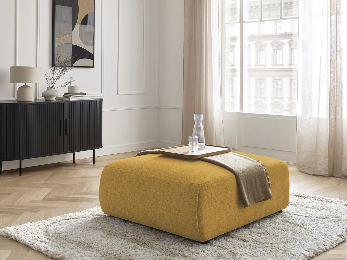 Bobochic Jana Pouf 94 × 114 cm Melange-Stoff Gelb