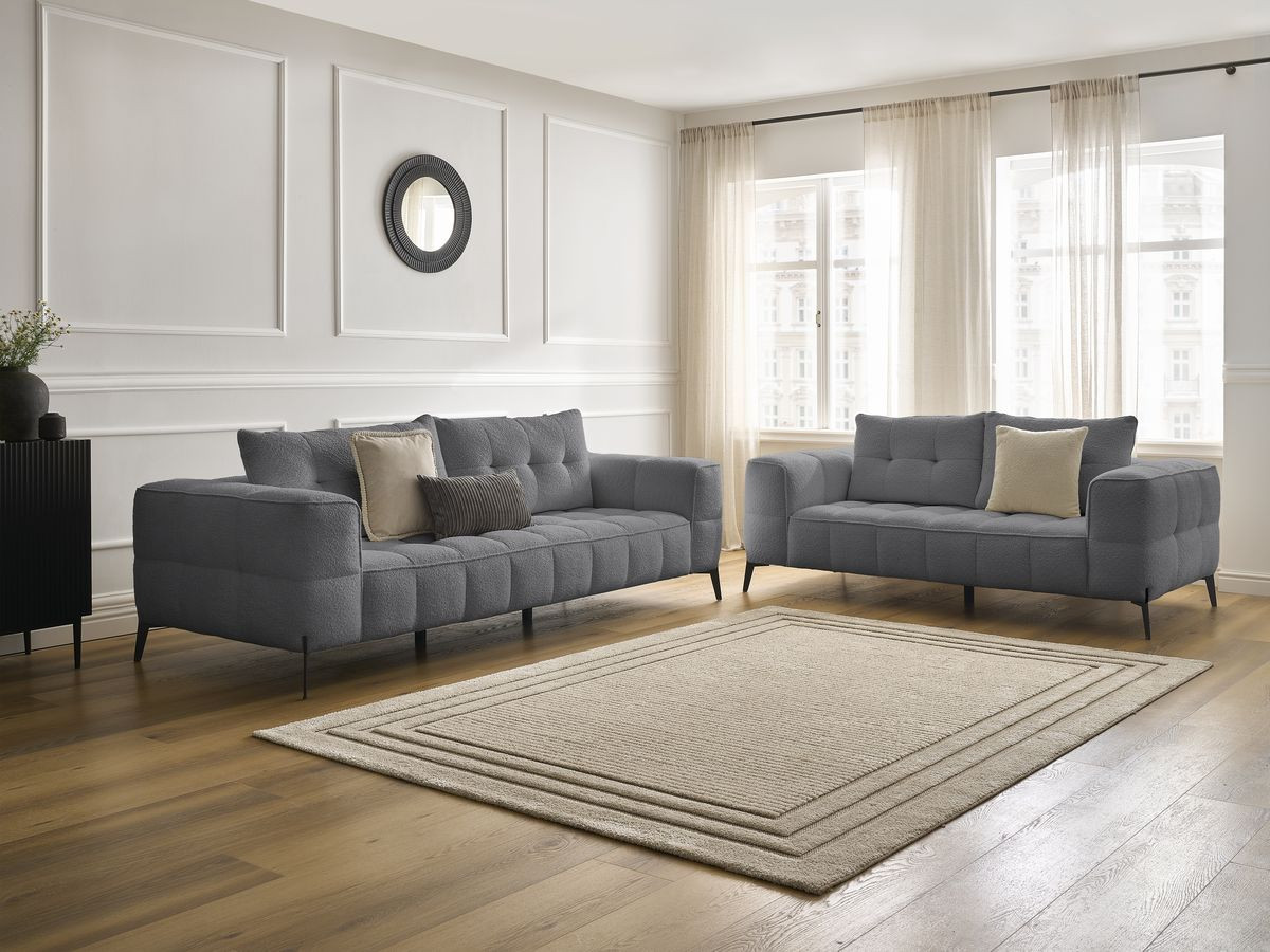 Bobochic Anis Sofa 5-Sitzer Bouclé-Stoff Dunkelgrau