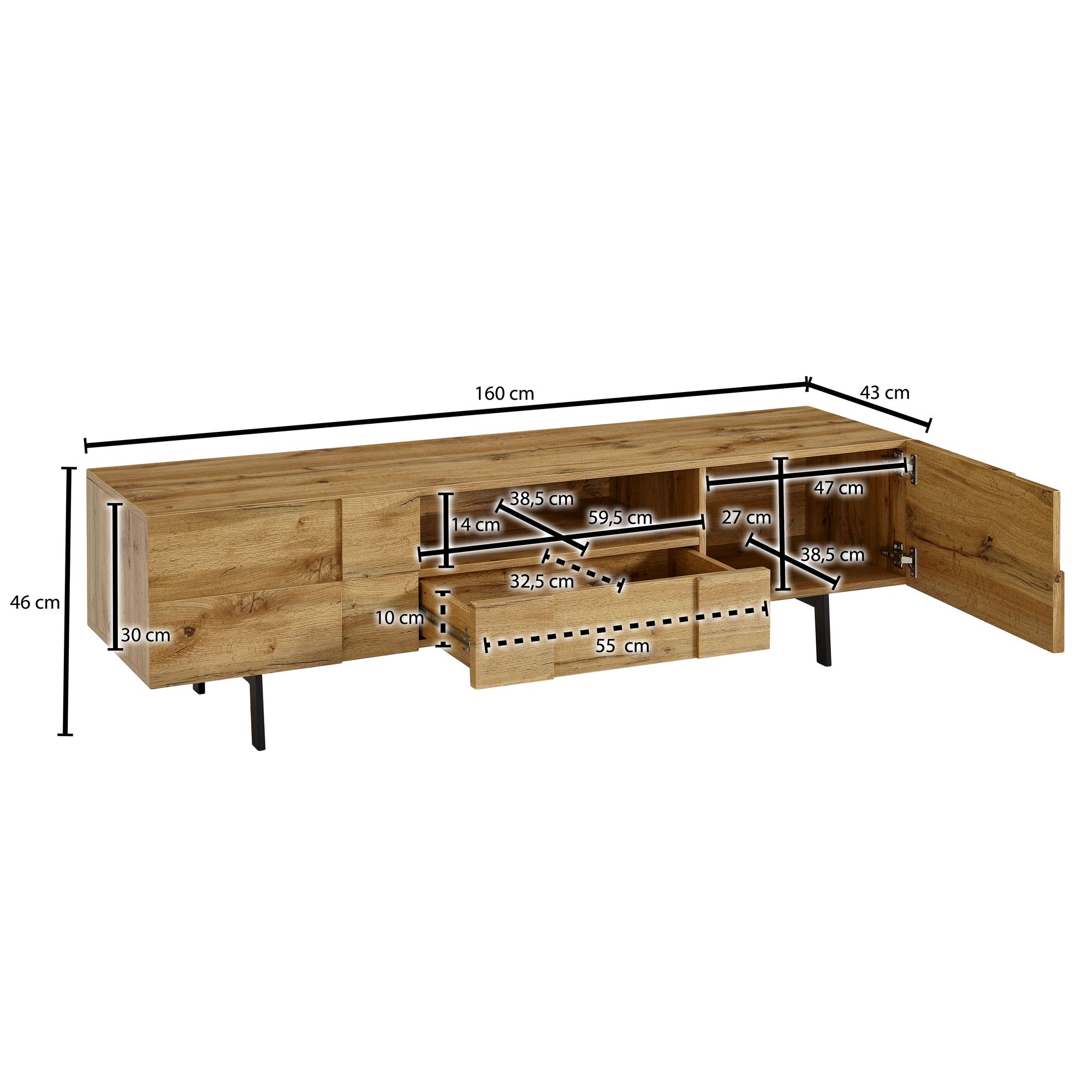 TV-Board Anholt Braun 160 × 43 × 46 cm