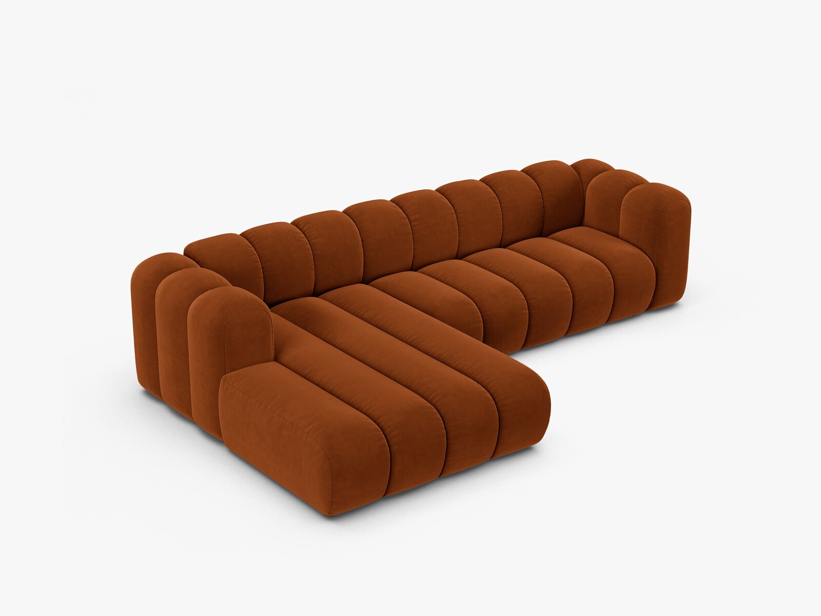 Micadoni Modulares Ecksofa Lupine 4-Sitzer Links Samt Salvador Terrakotta