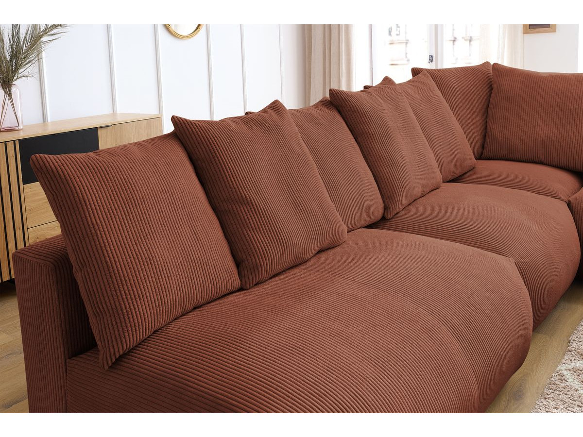 Bobochic Voltaire Ecksofa 322 × 268 cm Cordsamt Orange Ecke rechts