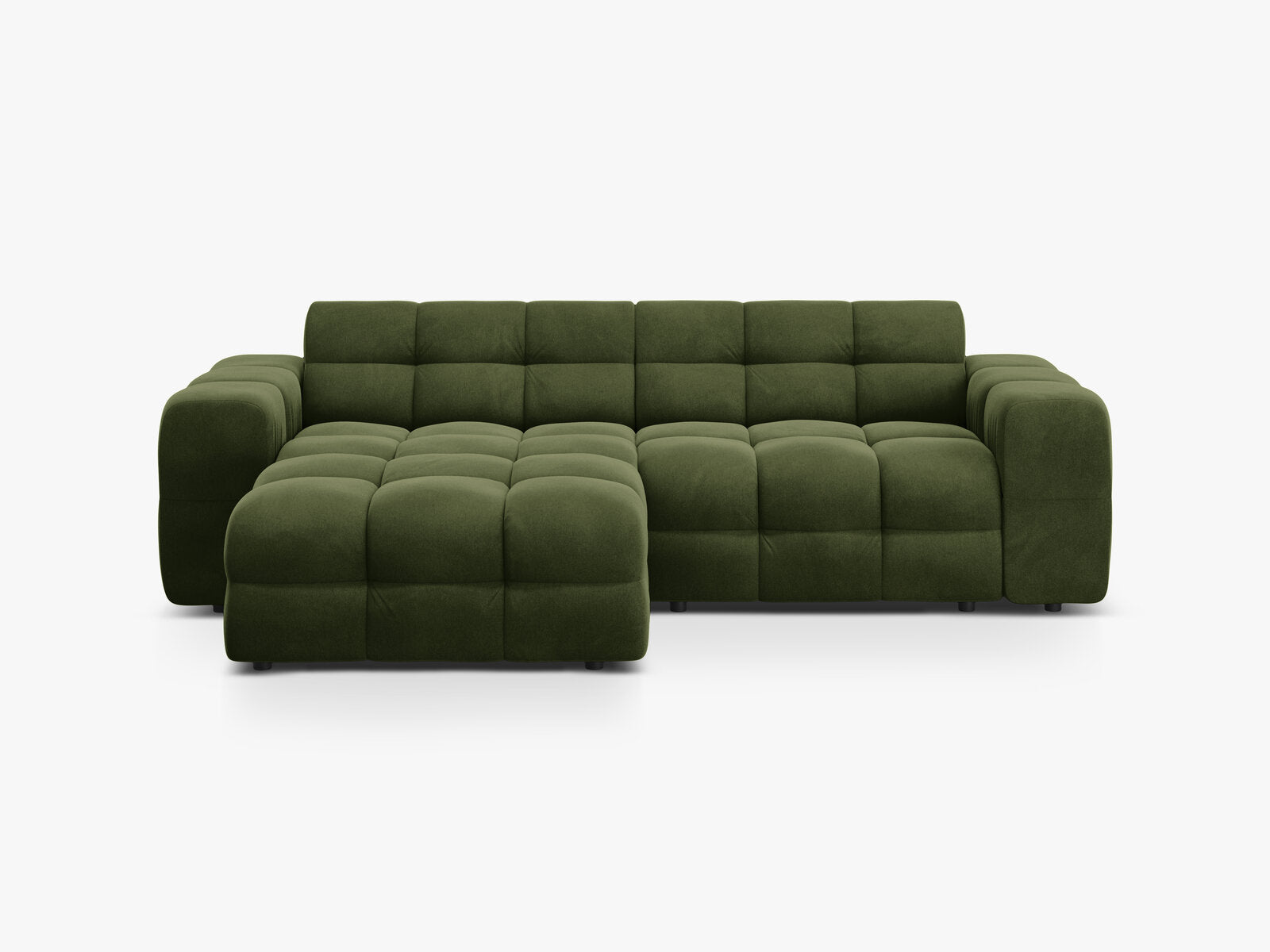 Micadoni Ecksofa Kendal 4-Sitzer Links Samt Armeegrün