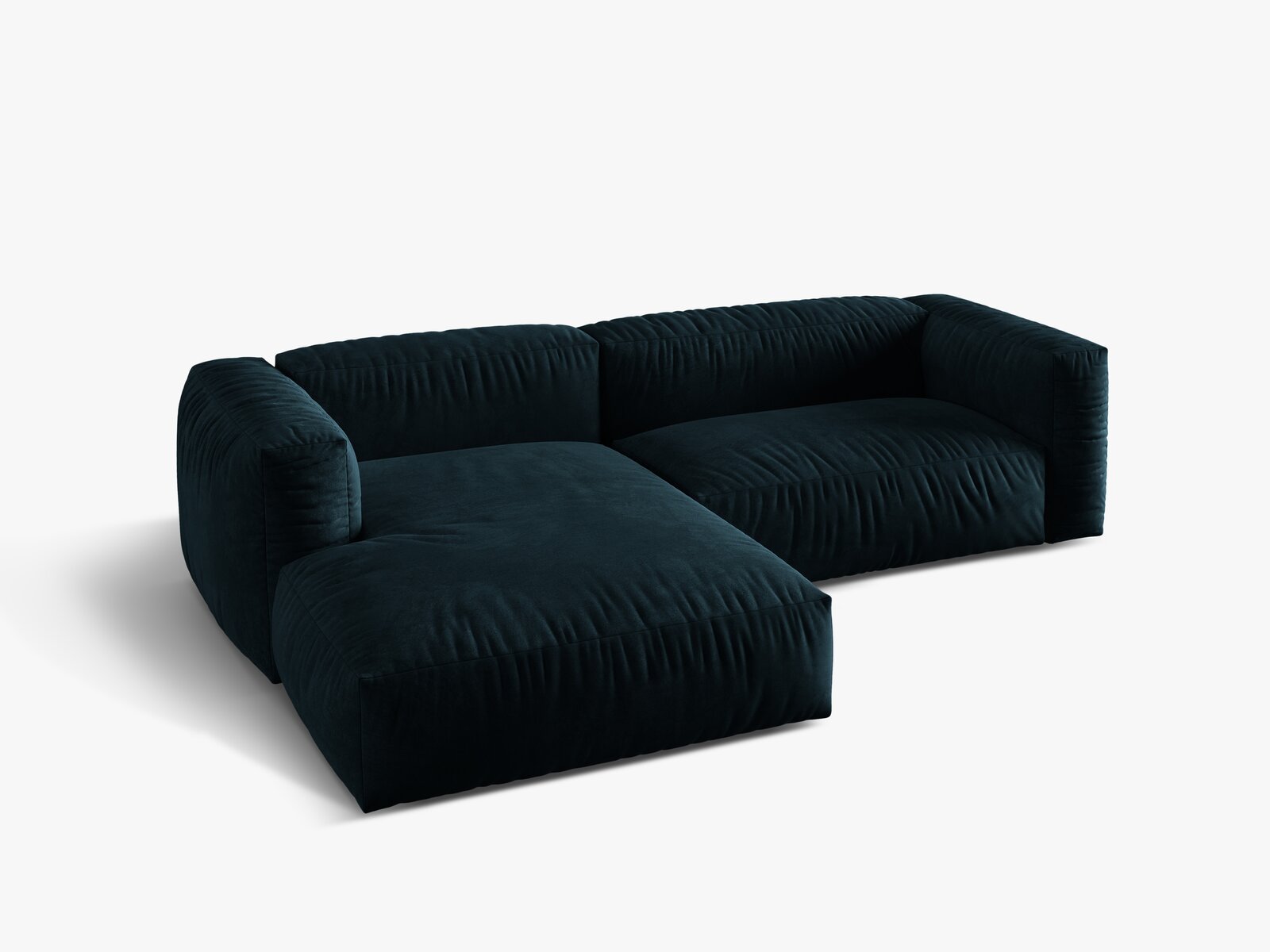 Micadoni Ecksofa Martina 2-Sitzer Links Samt Vogue Tiefes Petrol