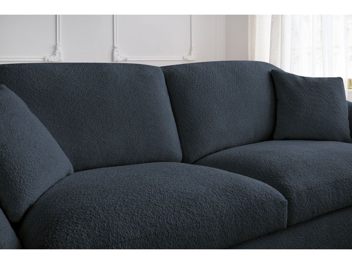Bobochic Cezanne Schlafsofa 3-Sitzer Bouclé-Stoff Blau, Liegefläche 160 × 194 cm
