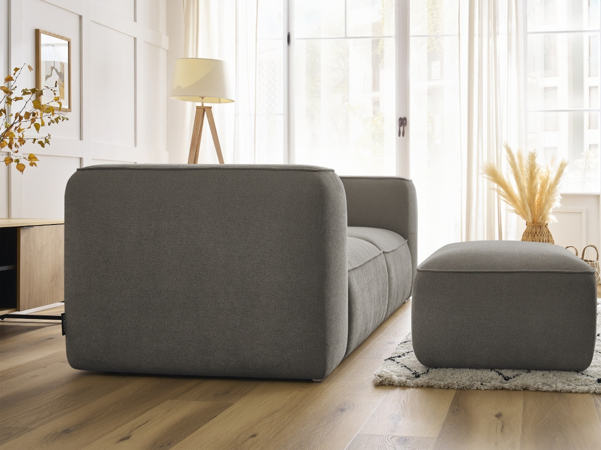 Bobochic Zephyr Sofa 3-Sitzer mit Pouf Strukturstoff Taupe