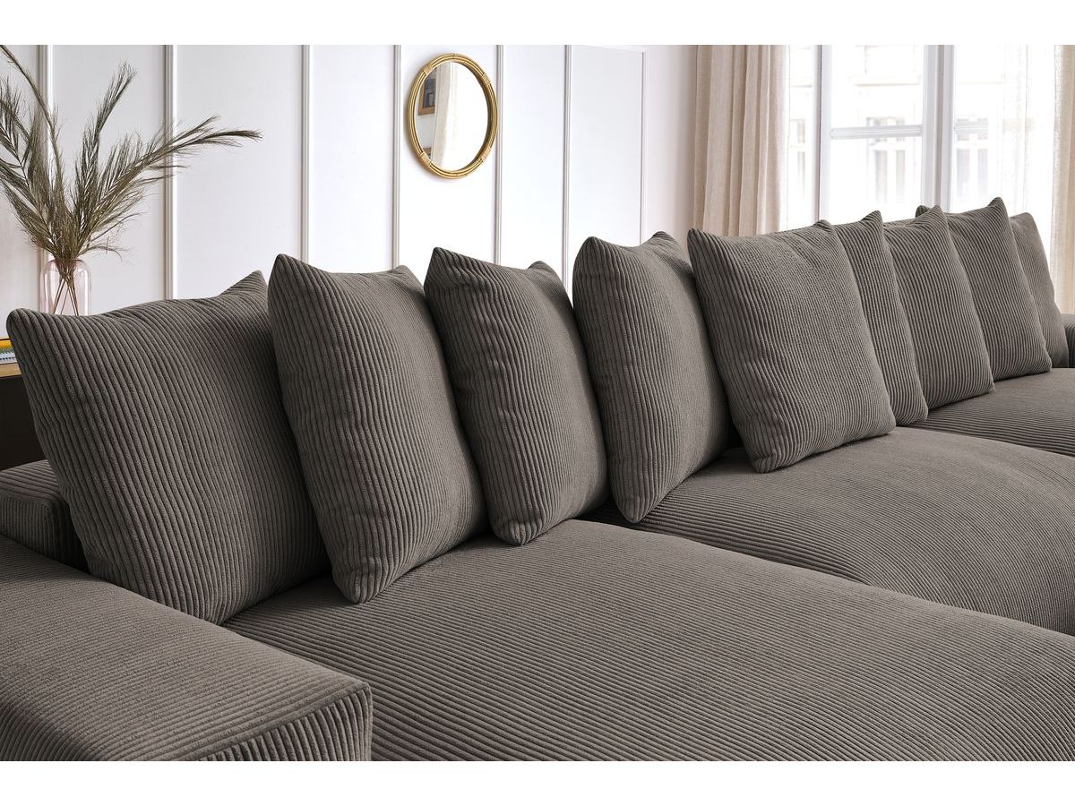 Bobochic Voltaire Wohnlandschaft 420 × 165 cm Cordsamt Taupe