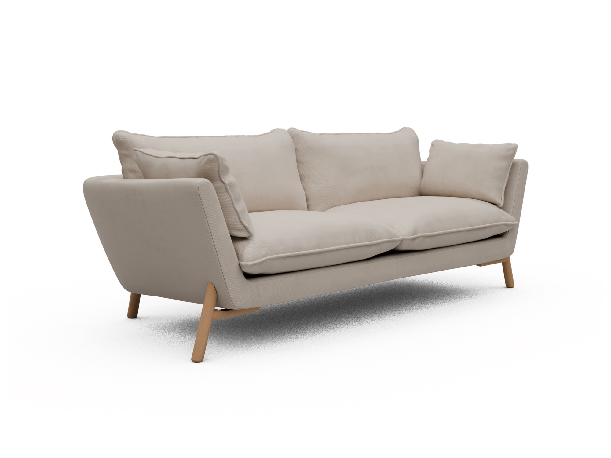 Skandi Home Sofa Emil Soft 3-Sitzer Beinfarbe Eiche Natur Cordufine-Off-White moebelfaktor