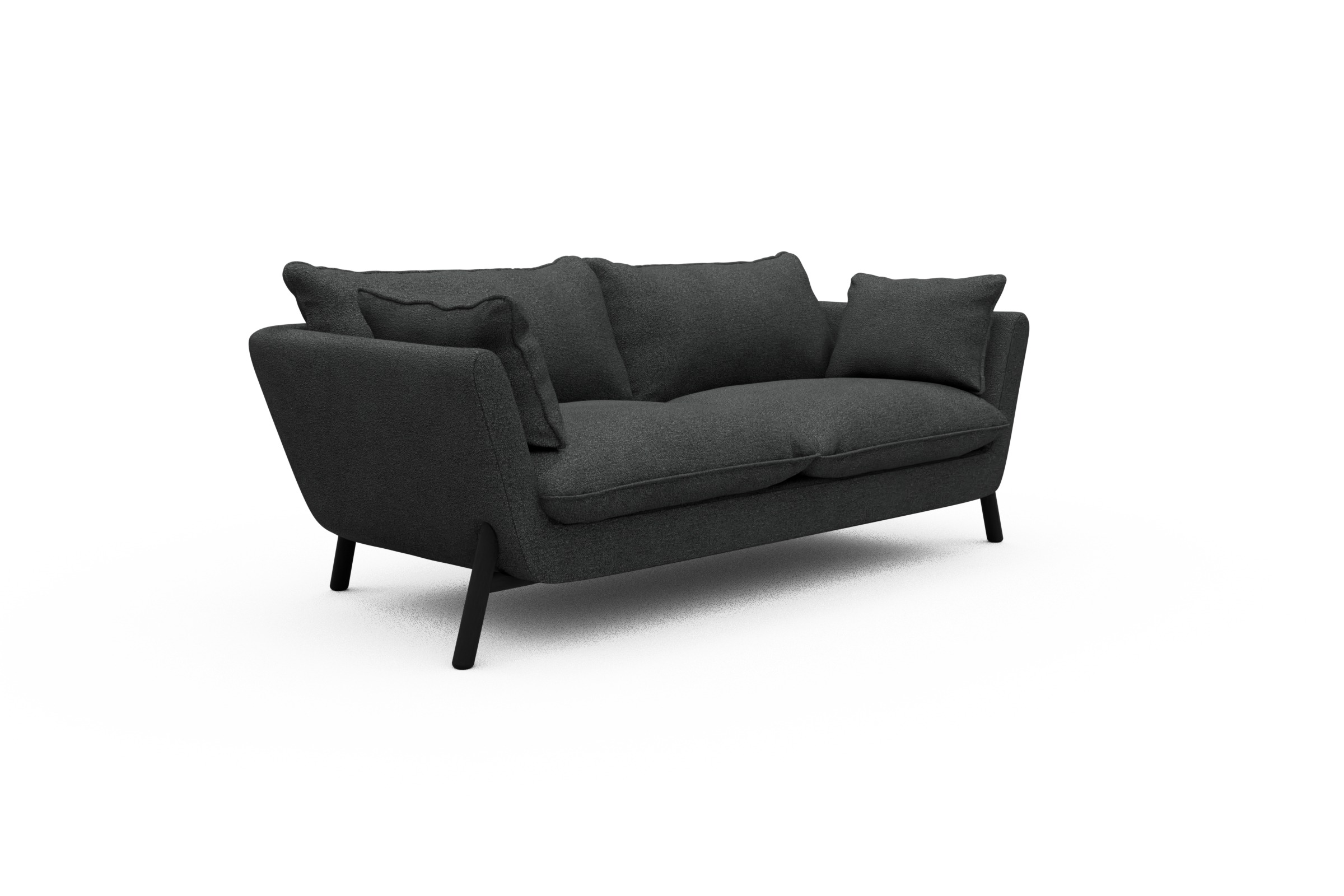 Sofa Emil PREMIUM 2-Sitzer Beinfarbe Eiche Schwarz Boucle-Charcoal