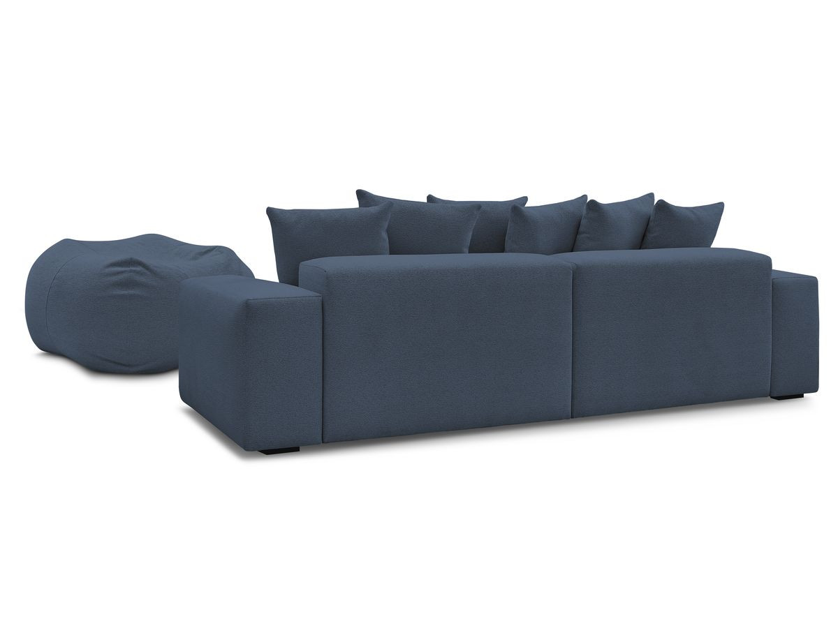 Bobochic Voltaire Sofa 5-Sitzer mit Pouf Melange-Stoff Dunkelblau