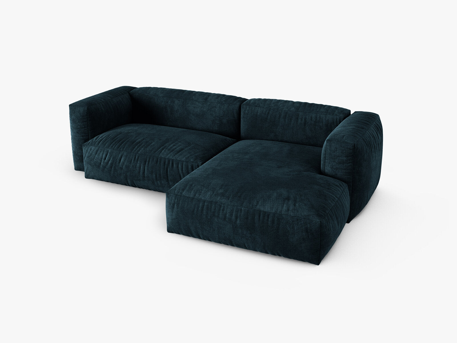 Micadoni Ecksofa Martina 2-Sitzer 90cm Sitztiefe Rechts Samt Vogue Dunkel Petrol