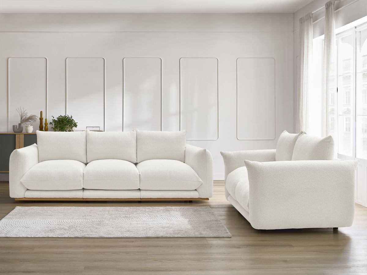 Bobochic Ernest Sofa 5-Sitzer Bouclé-Stoff Weiß