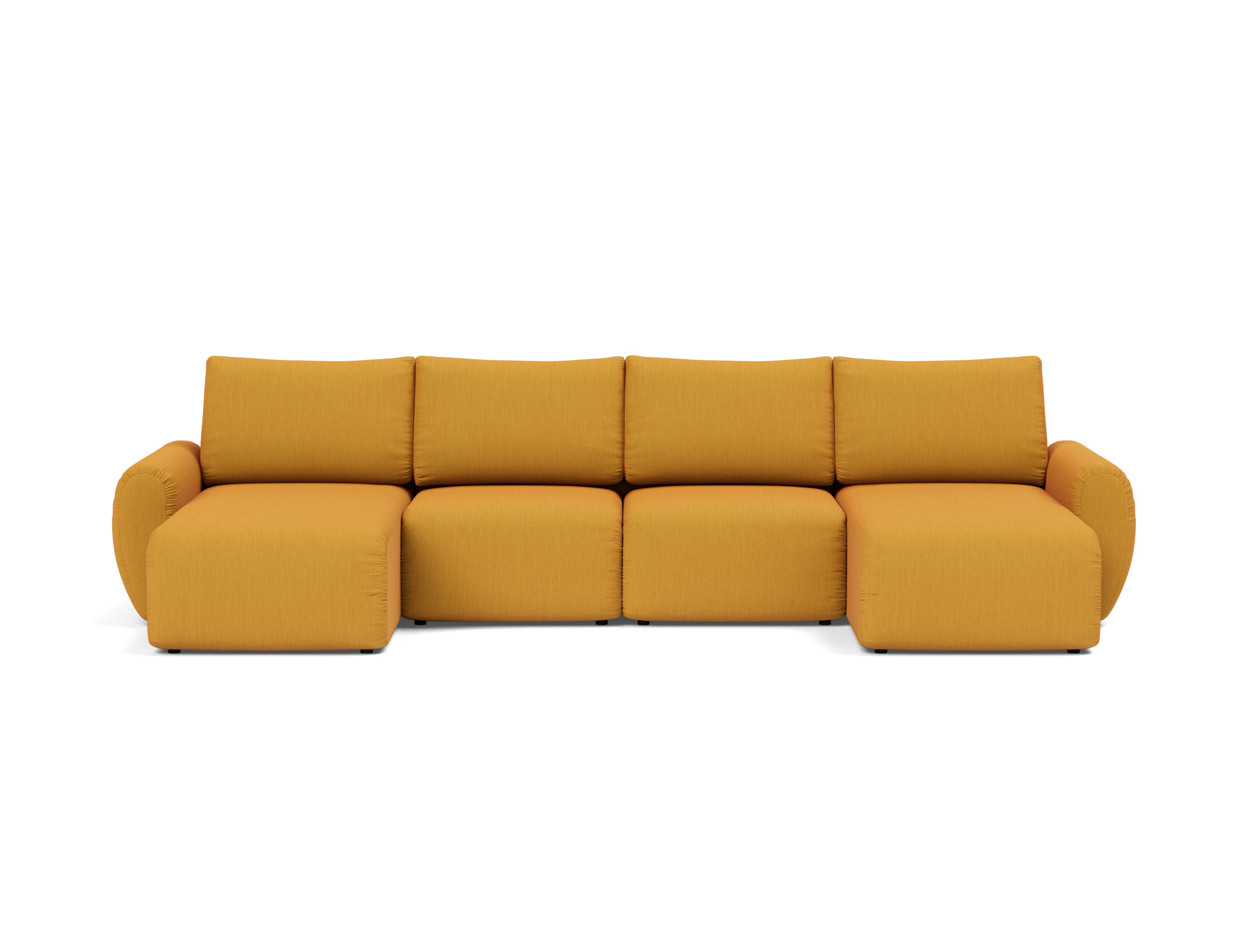 Schlafsofa Norum U-Form mit Curve-Armlehnen Flachgewebe Elegance 507-Burned-Curry