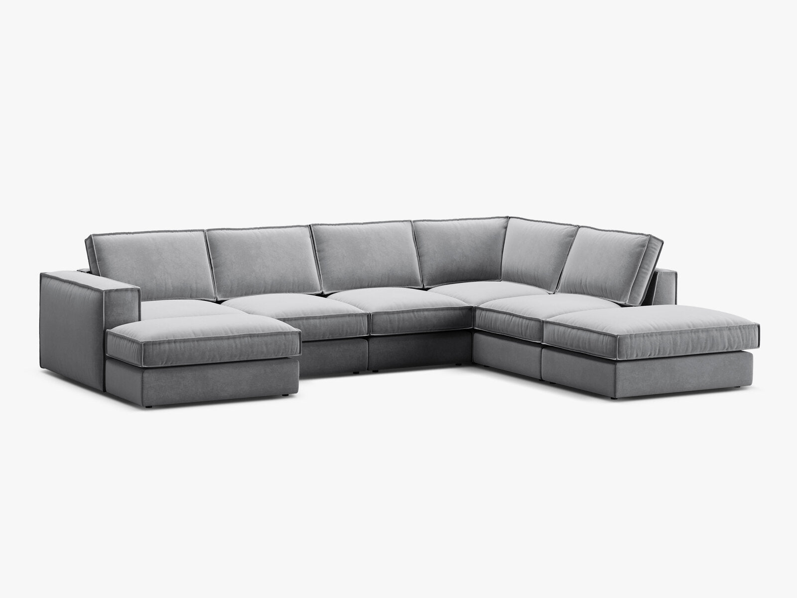 Micadoni modulares Panorama Ecksofa Pola 5-Sitzer Rechts Samt Salvador Grau