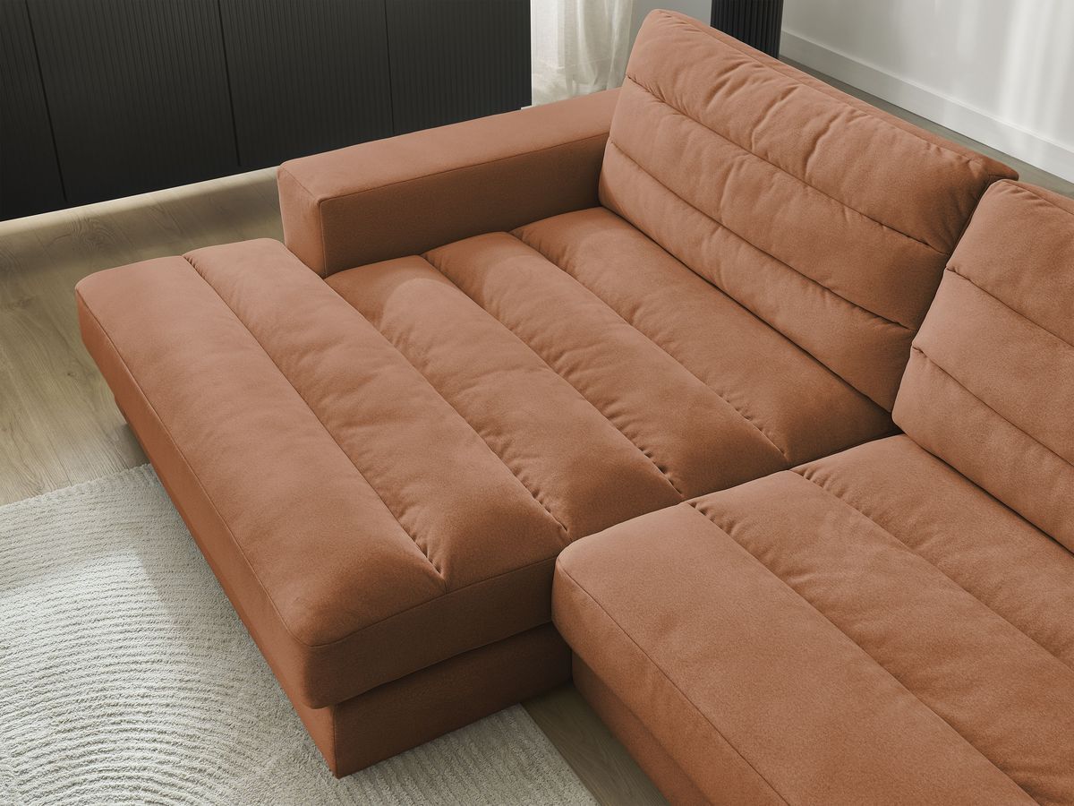 Bobochic Sierra Ecksofa Samt Orange Ecke links