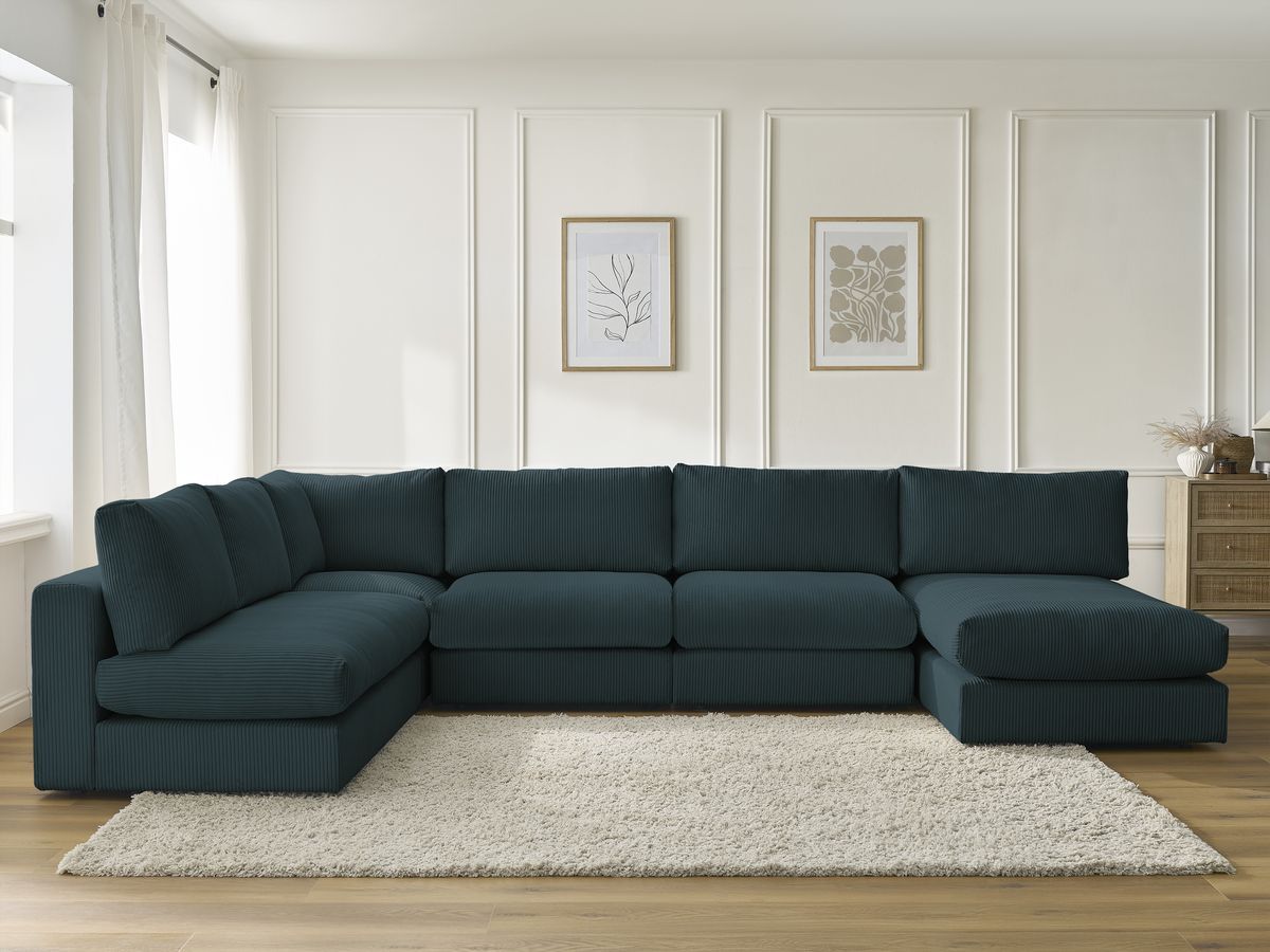 Bobochic Paris Ecksofa Cordsamt Dunkelblau
