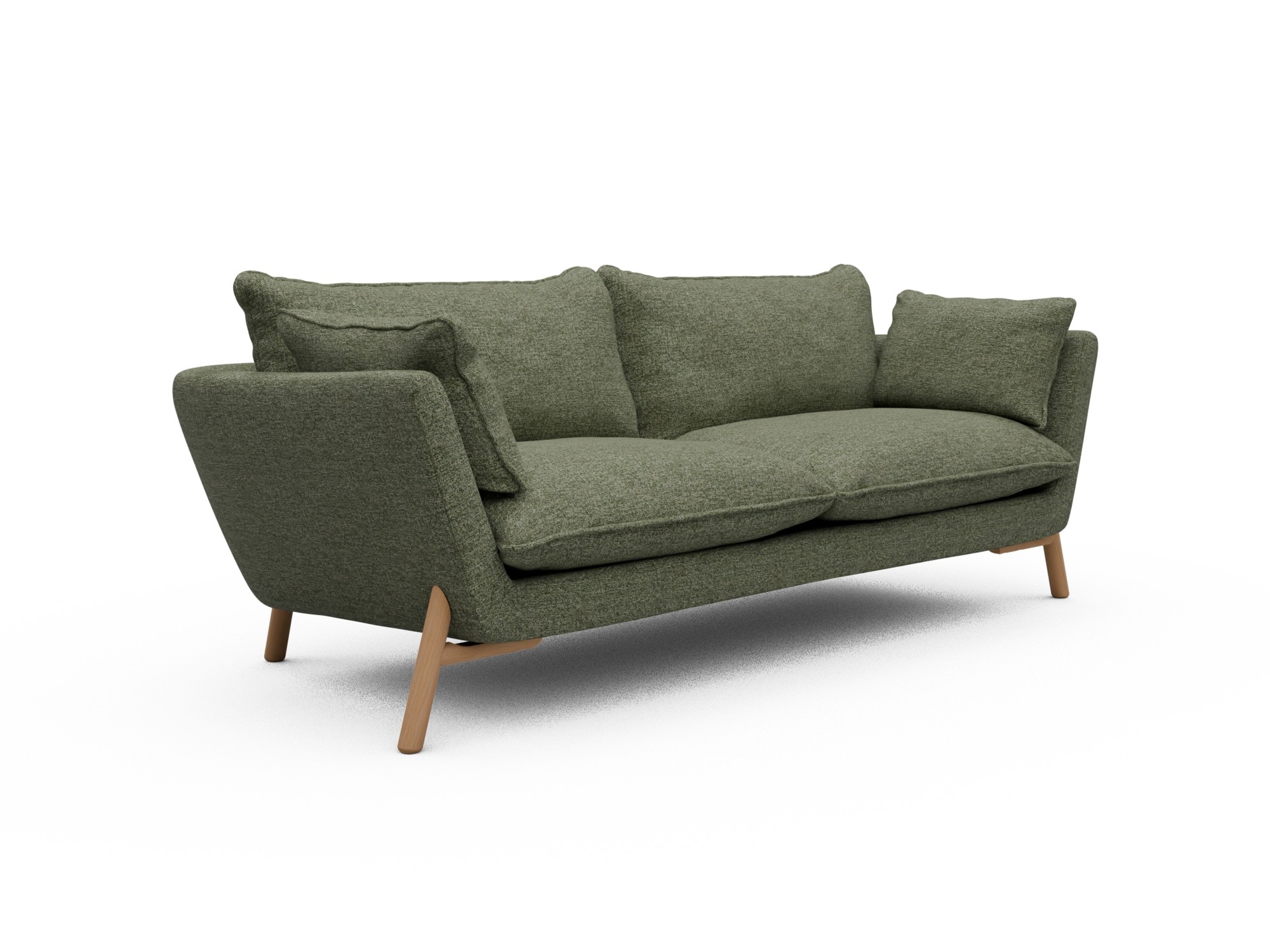 Skandi Home Sofa Emil Soft 3-Sitzer Beinfarbe Eiche Natur Carreno-Vivid-Green moebelfaktor