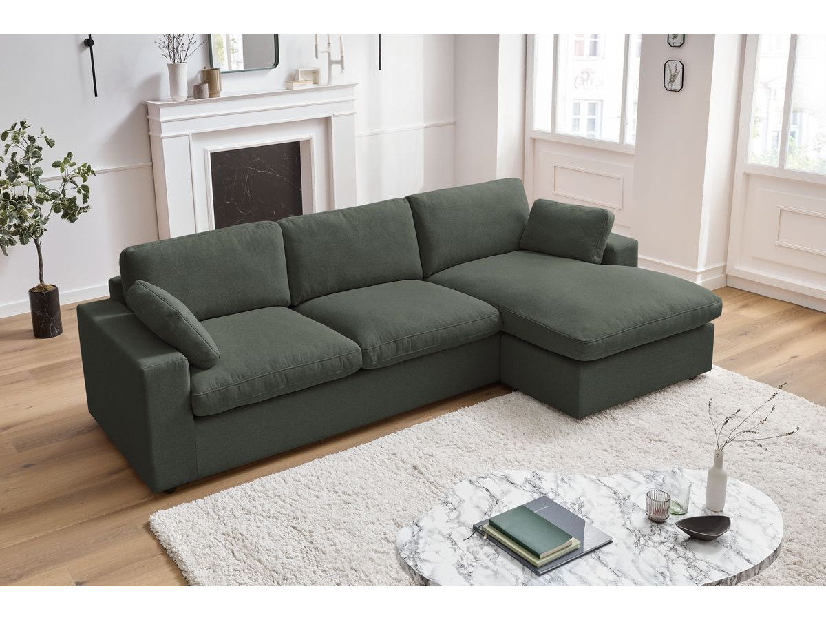 Bobochic Belair Ecksofa 280 × 139 cm Stoff Grün