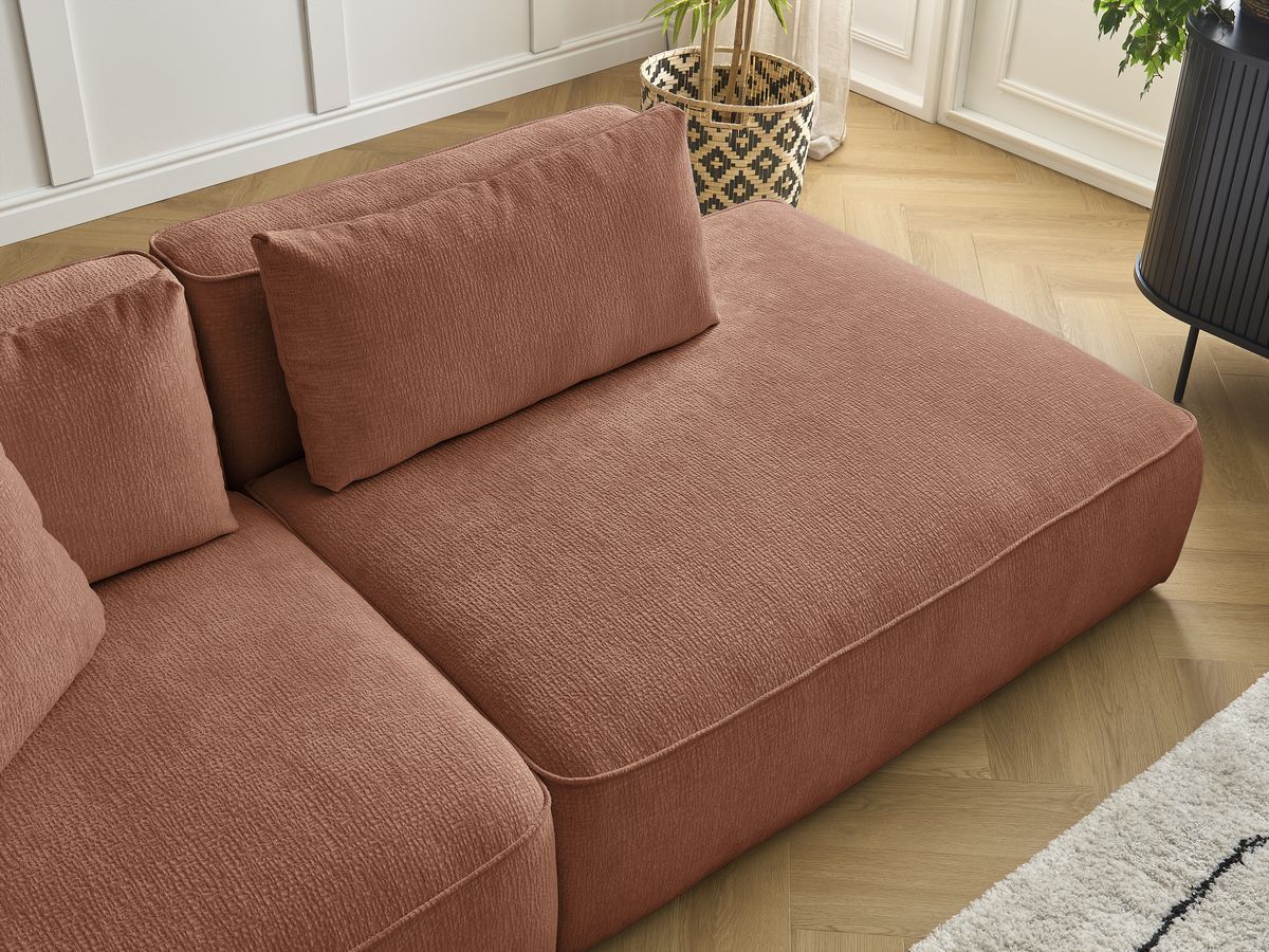 Bobochic Leopold Sofa 3-Sitzer Strukturstoff Orange Armlehne links