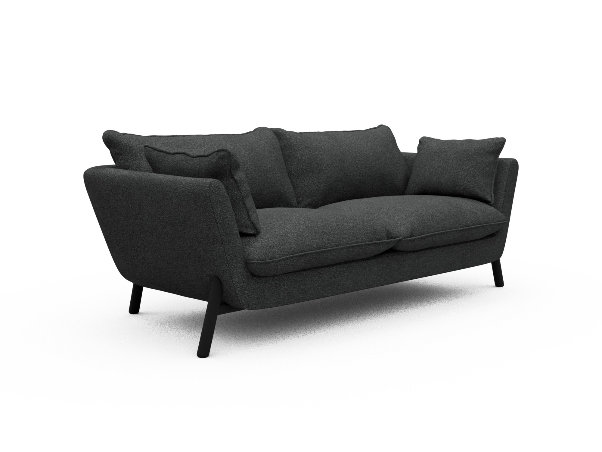 Skandi Home Sofa Emil Soft 2-Sitzer Beinfarbe Eiche Schwarz Boucle-Charcoal moebelfaktor