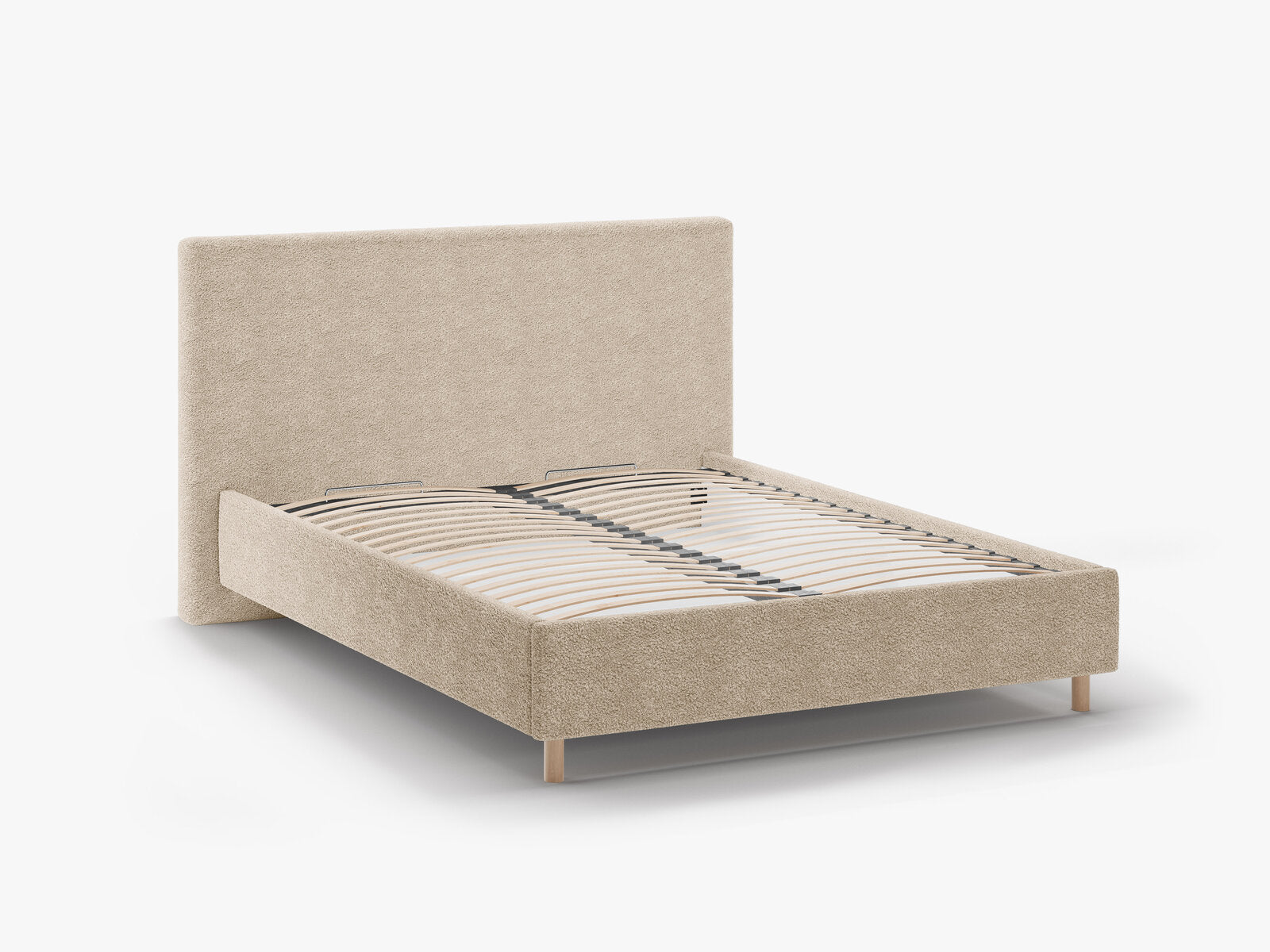 Micadoni Stauraumbett mit Kopfteil Eloise Boucle Rolf Sand 160x200