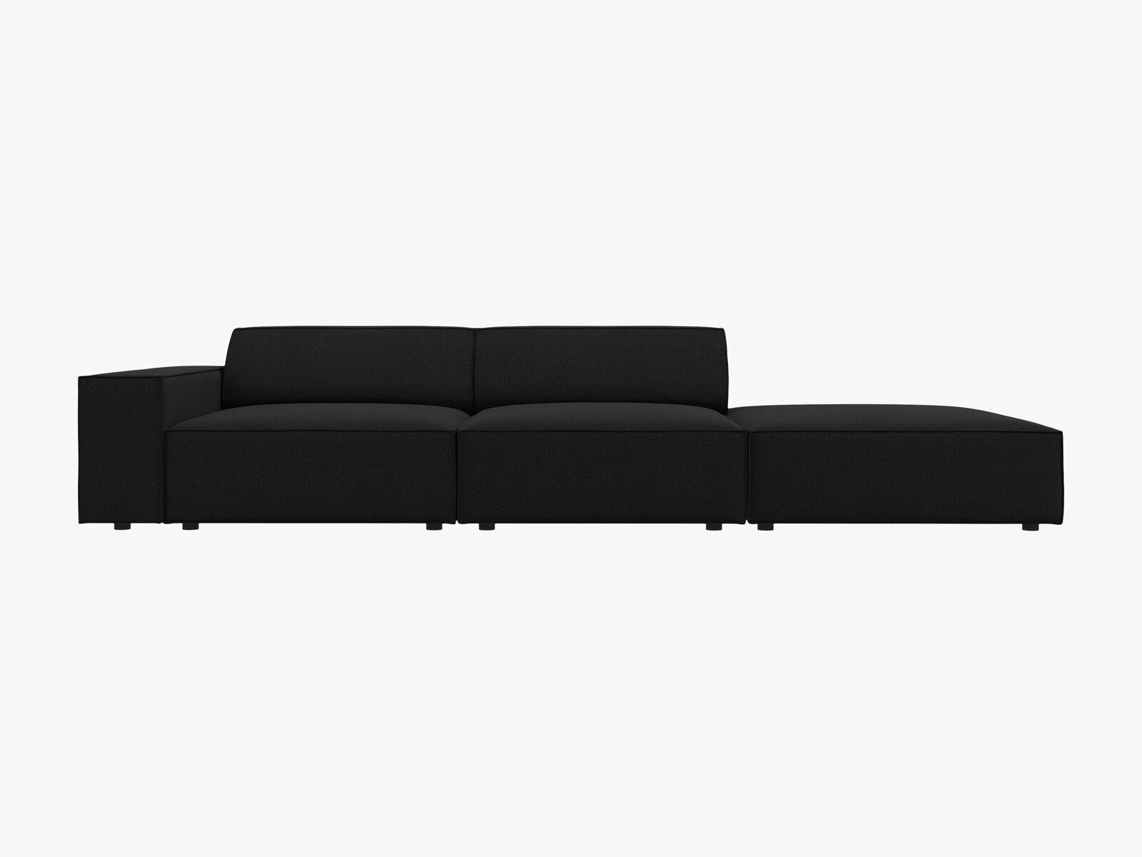 Micadoni Sofa Jodie 3-Sitzer Rechts Strukturierter Stoff Megan Schwarz