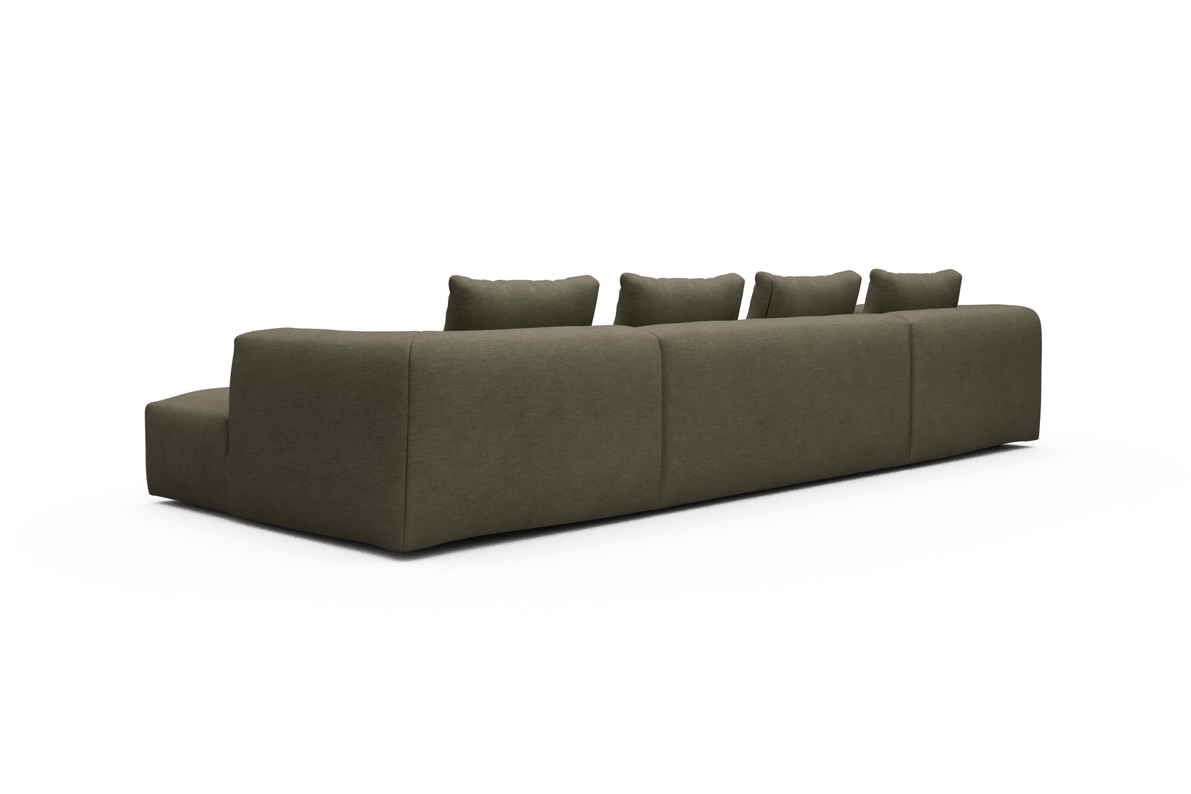 Wohnlandschaft Fred mit 2-Sitzer und Chaiselongue beidseitig Vivus-Dusty-Olive
