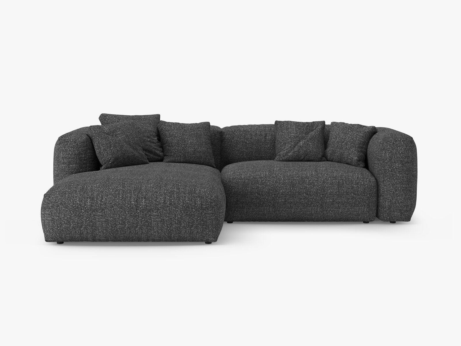Micadoni Martina Ecksofa 4-Sitzer mit Schlaffunktion Links Boucle Monet Anthrazit