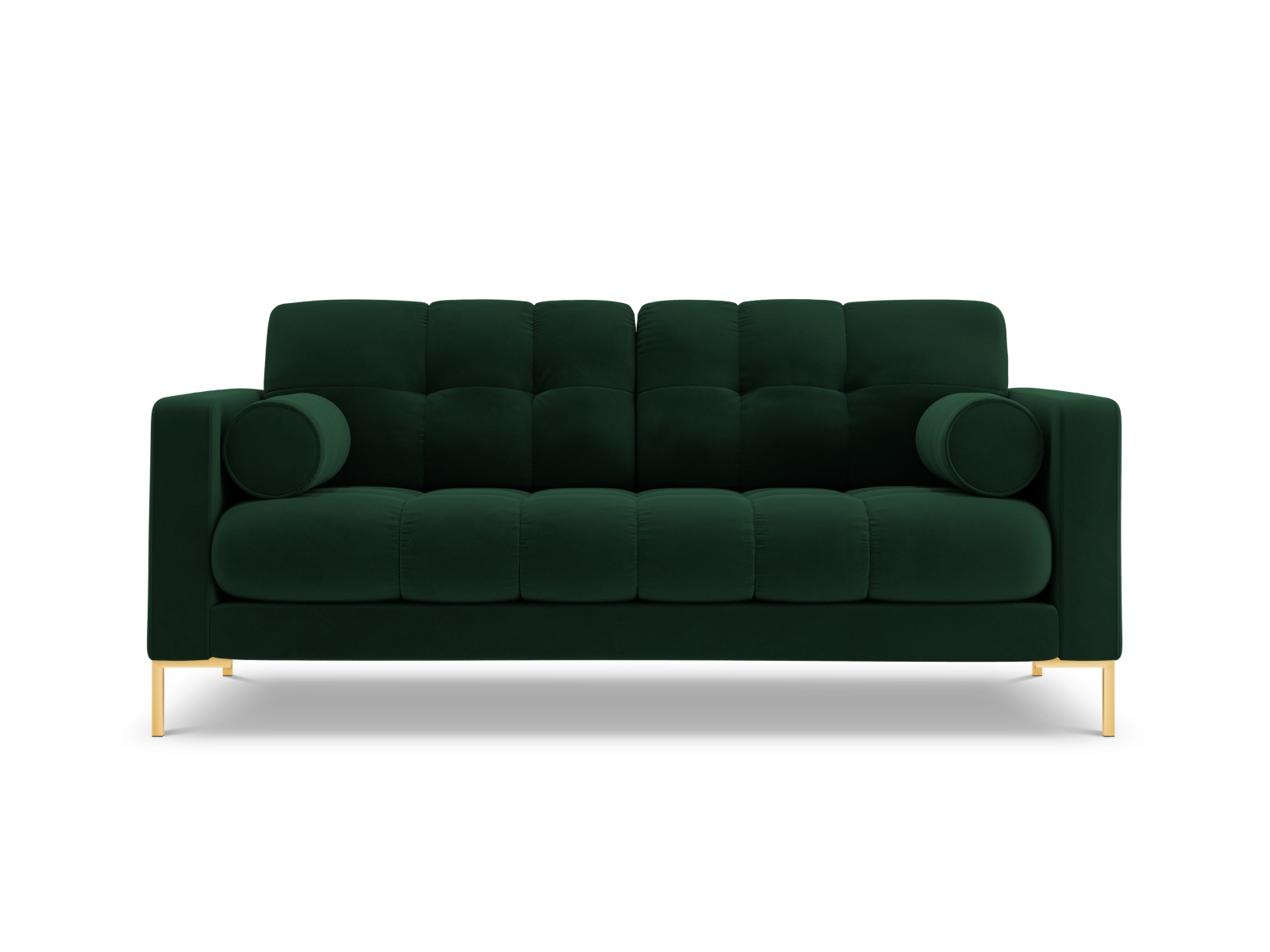 Cosmopolitan Design Sofa Bali 2-Sitzer Samt Bluvel Flaschengrün Beine Gold