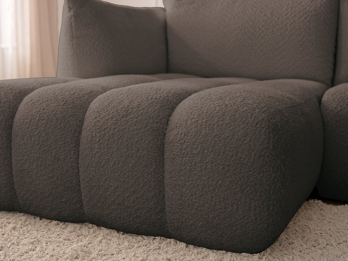 Bobochic Azra Ecksofa mit Pouf 319 × 178 cm Bouclé-Stoff Braun Ecke links