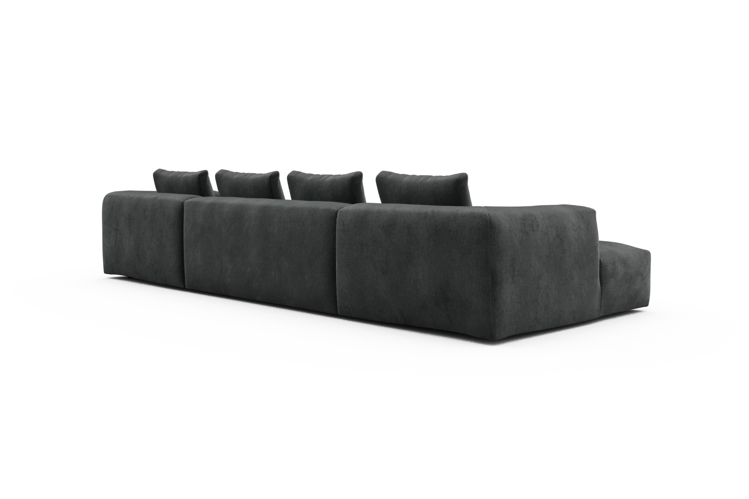 Wohnlandschaft Fred mit 2-Sitzer und Chaiselongue beidseitig Smooth-Deep-Warm-Grey