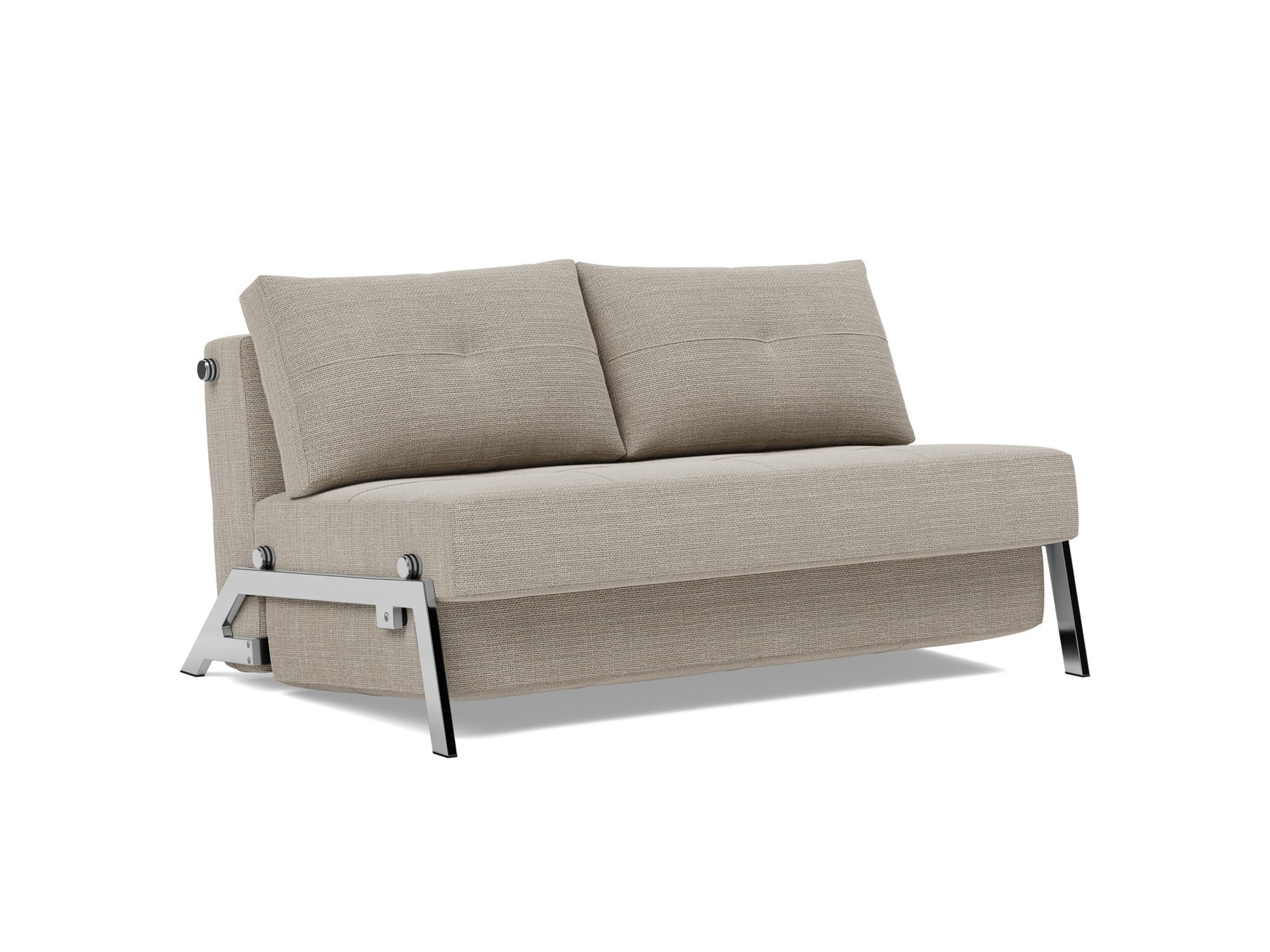 Schlafsofa Cubed 140 Strukturierter Stoff Kenya 579-Gravel Beine Chrom