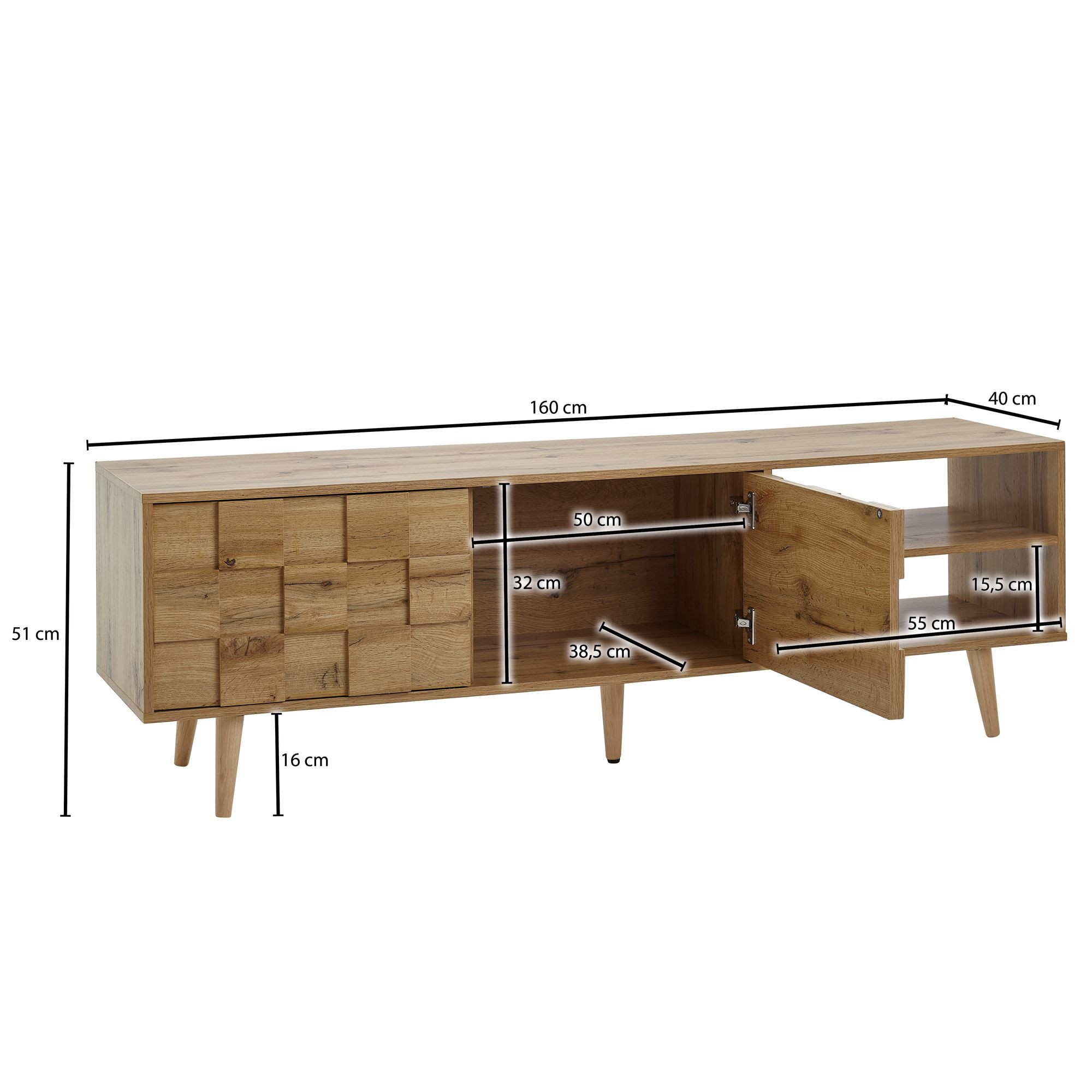 TV-Board Anholt Braun 160 × 40 × 51 cm