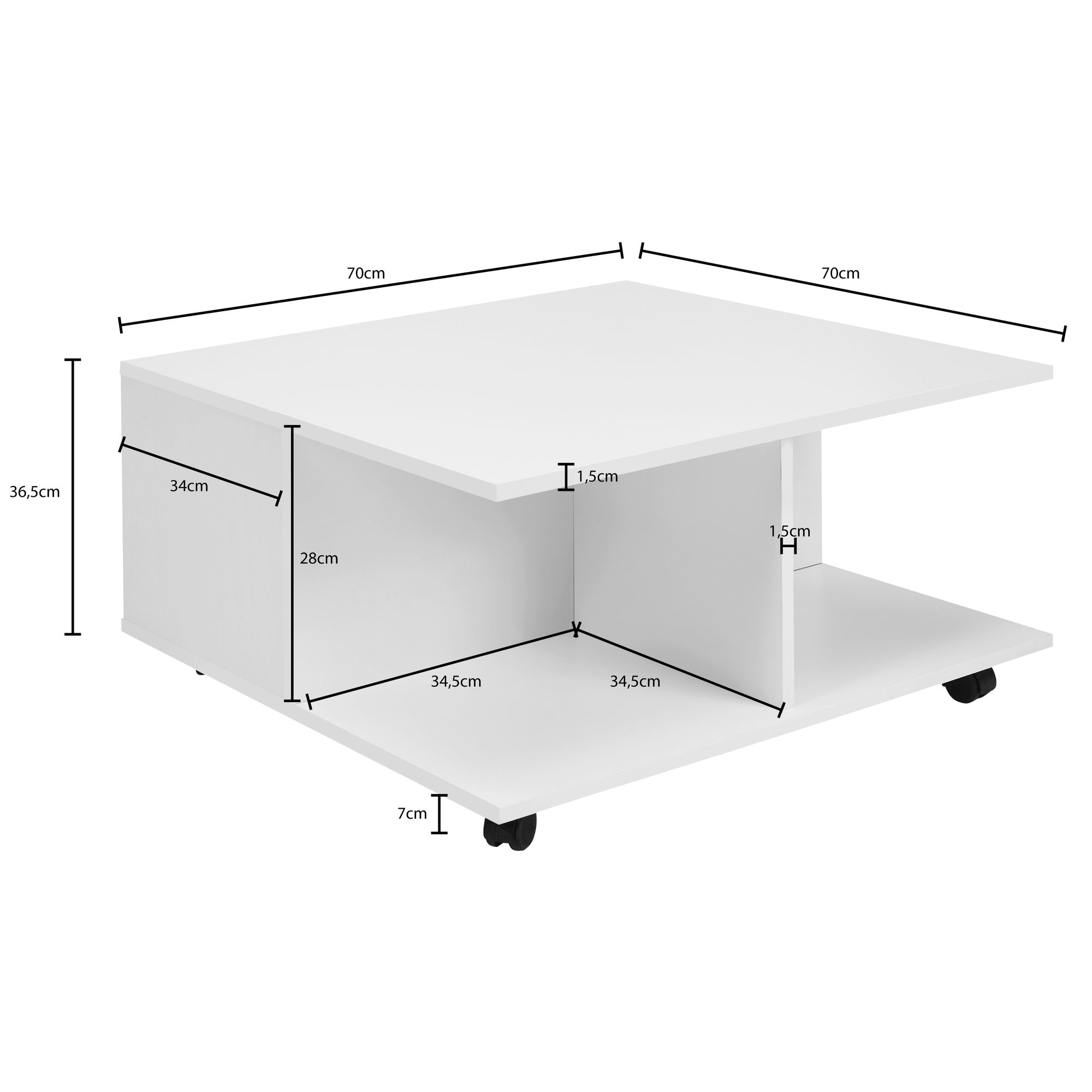 Couchtisch Spjald Weiß 70 × 70 × 36,5 cm