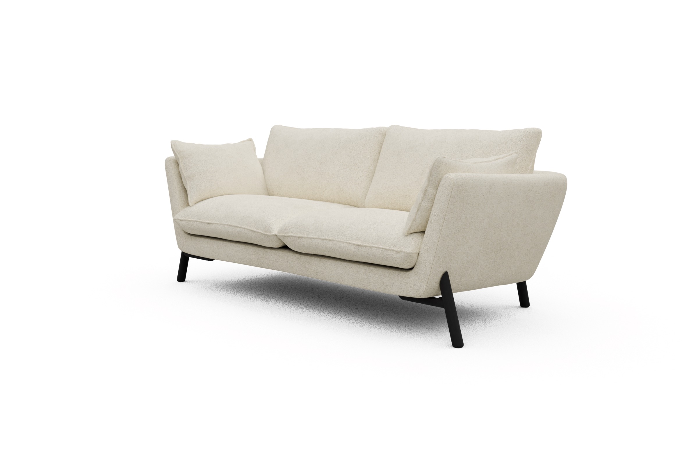 Sofa Emil 2-Sitzer Beinfarbe Eiche Schwarz Boucle-Off-White