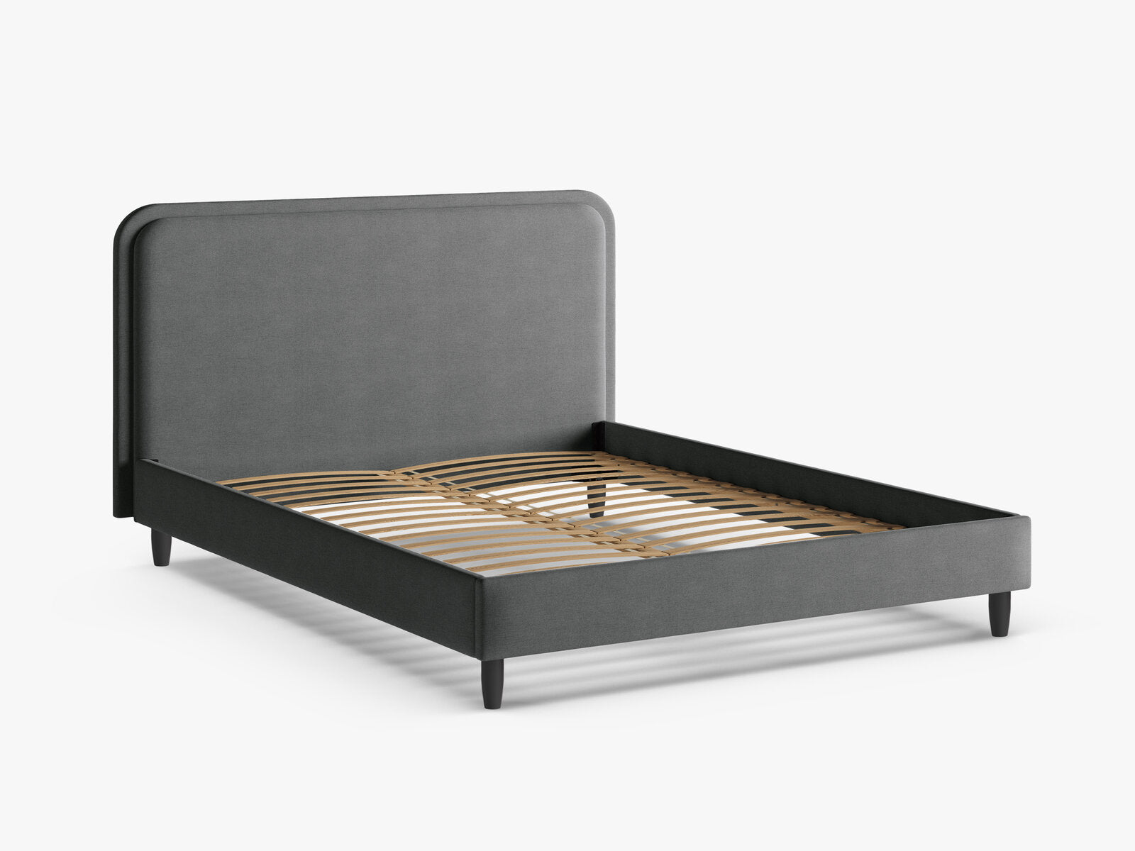 Micadoni Stauraumbett mit Kopfteil Aveline Strukturierter Stoff Wind Dunkelgrau 140x200