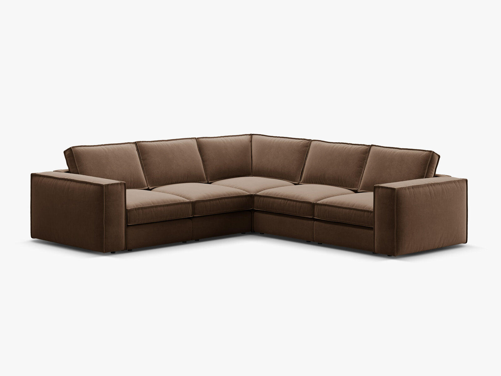 Micadoni symmetrisches modulares Ecksofa Pola 4-Sitzer Schokolade