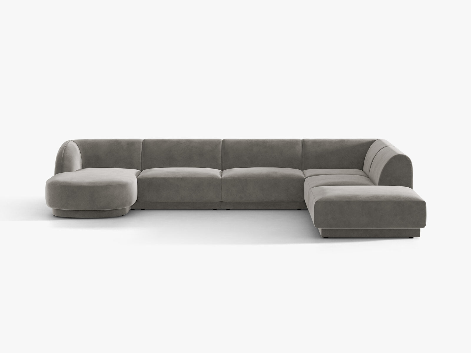 Micadoni Panorama-Ecksofa Miley 6-Sitzer Rechts Samt Bluvel Hellgrau