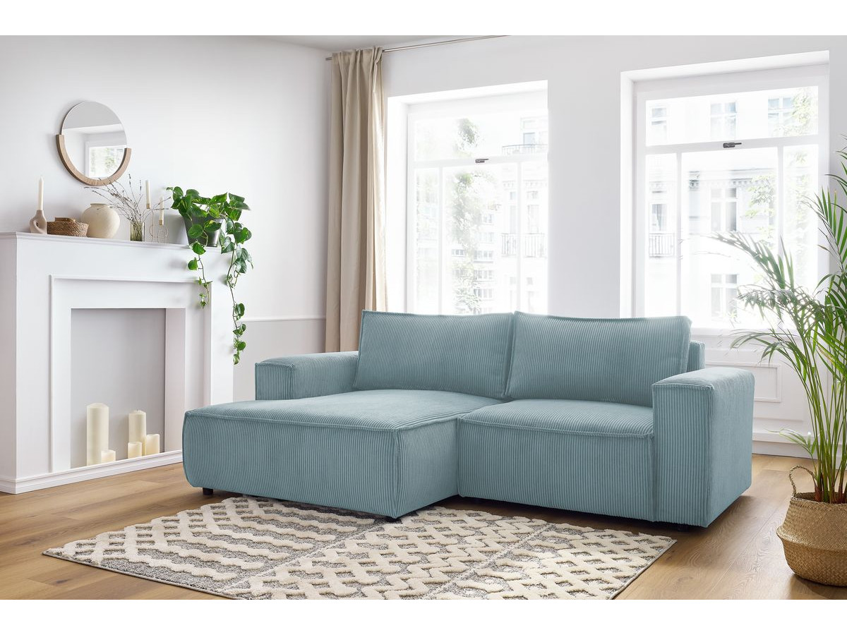 Bobochic Nihad Ecksofa Cordsamt Hellblau Ecke links