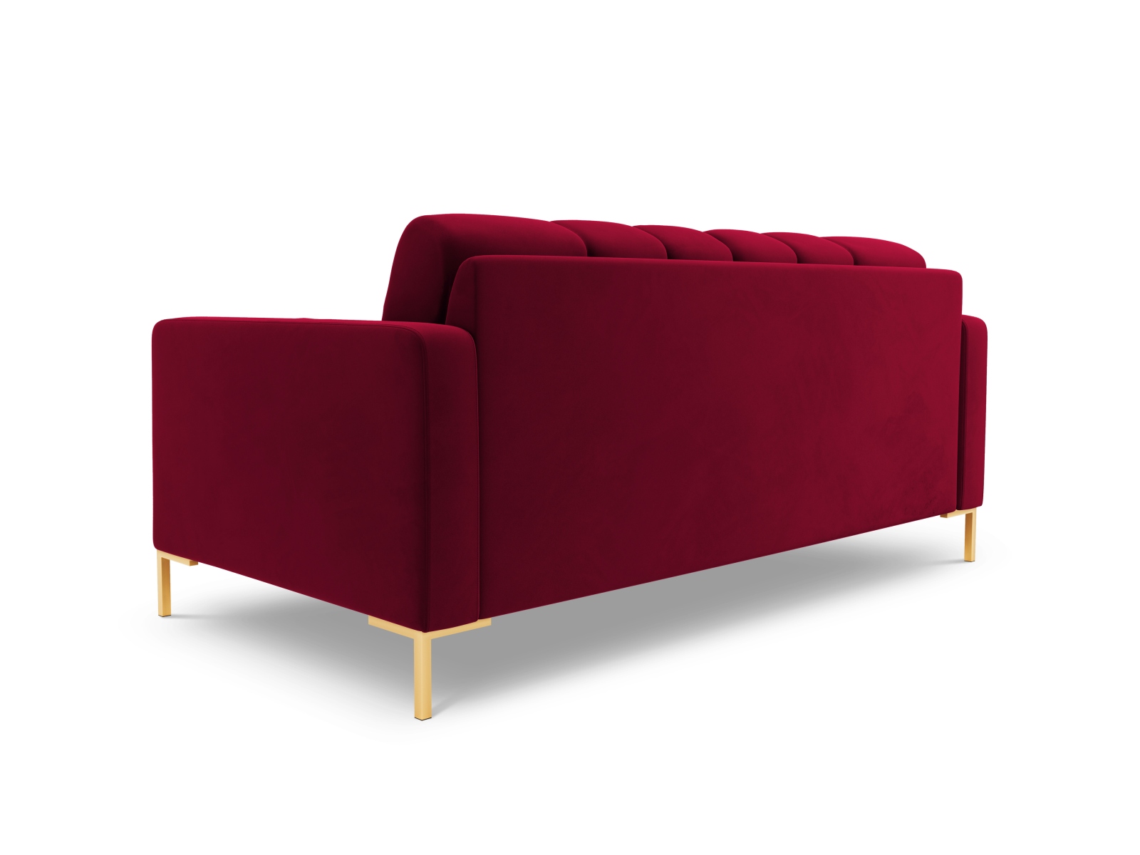 Cosmopolitan Design Sofa Bali 2-Sitzer Samt Bluvel Rot Beine Gold