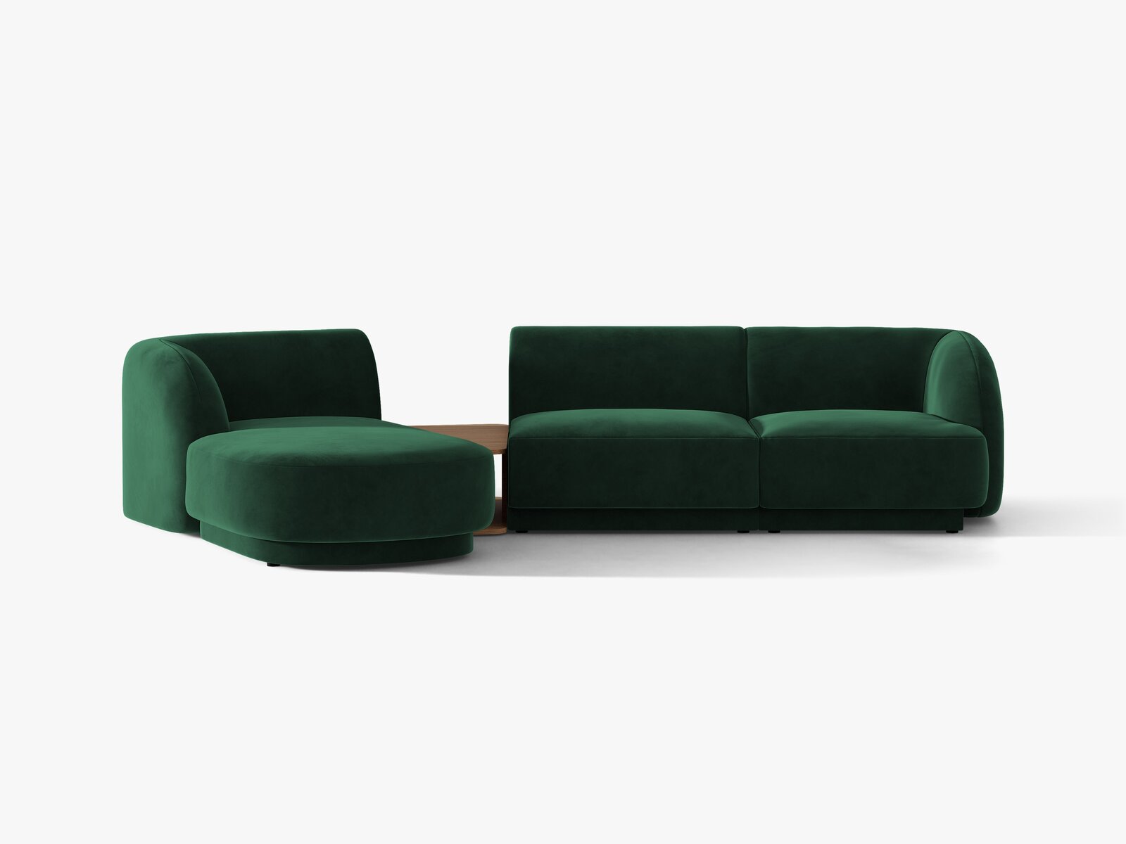 Micadoni Modulares Sofa Miley mit Recamiere 3-Sitzer Links Samt Bluvel Flaschengrün