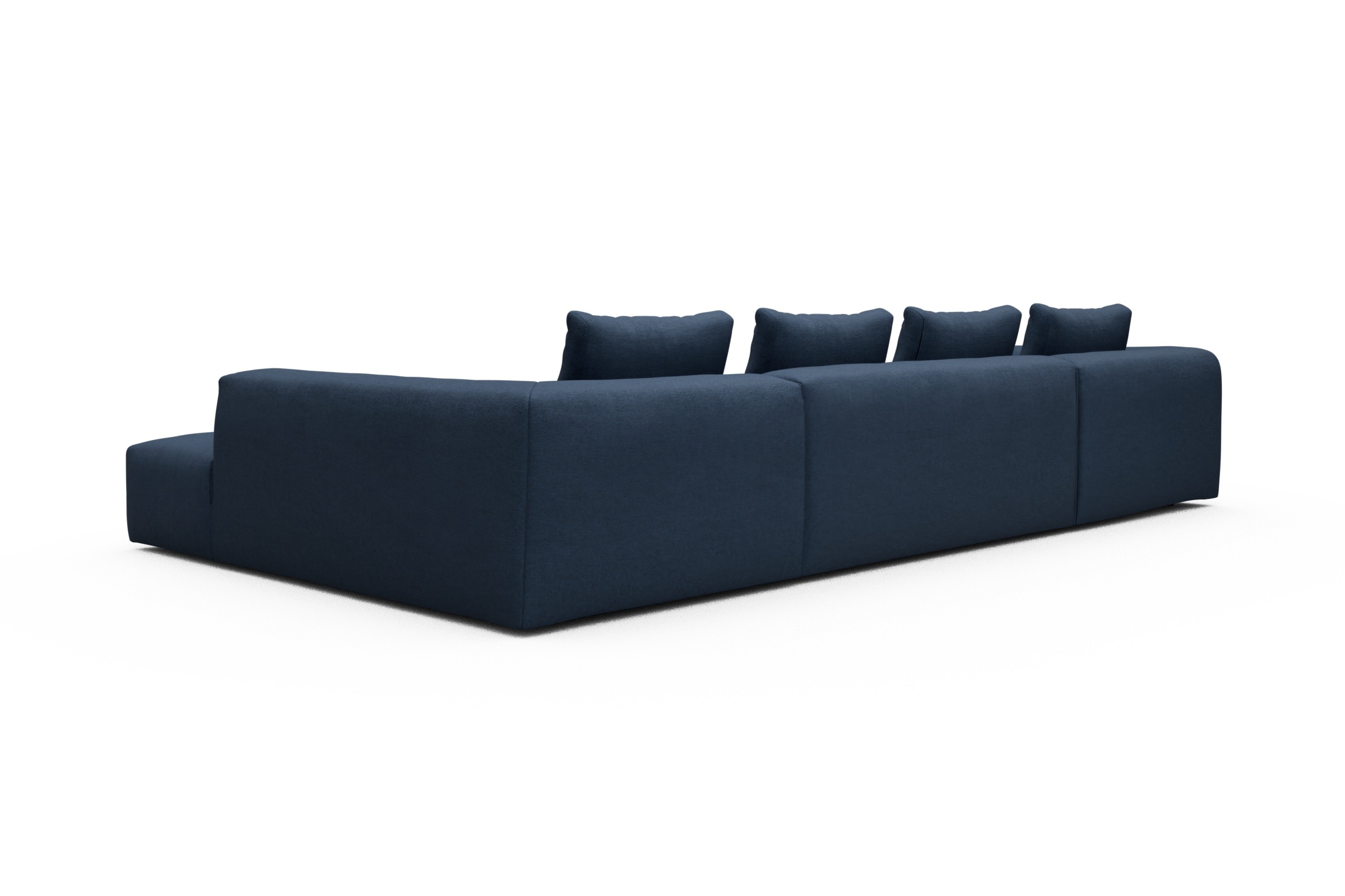Wohnlandschaft Fred Relax-Ecke rechts mit 2-Sitzer und Chaiselongue links Weda-Blue