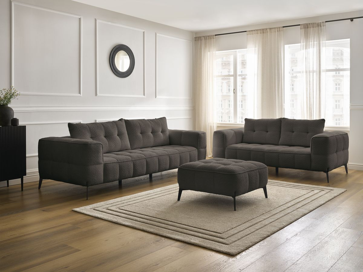 Bobochic Anis Sofa 5-Sitzer mit Pouf Bouclé-Stoff Braun