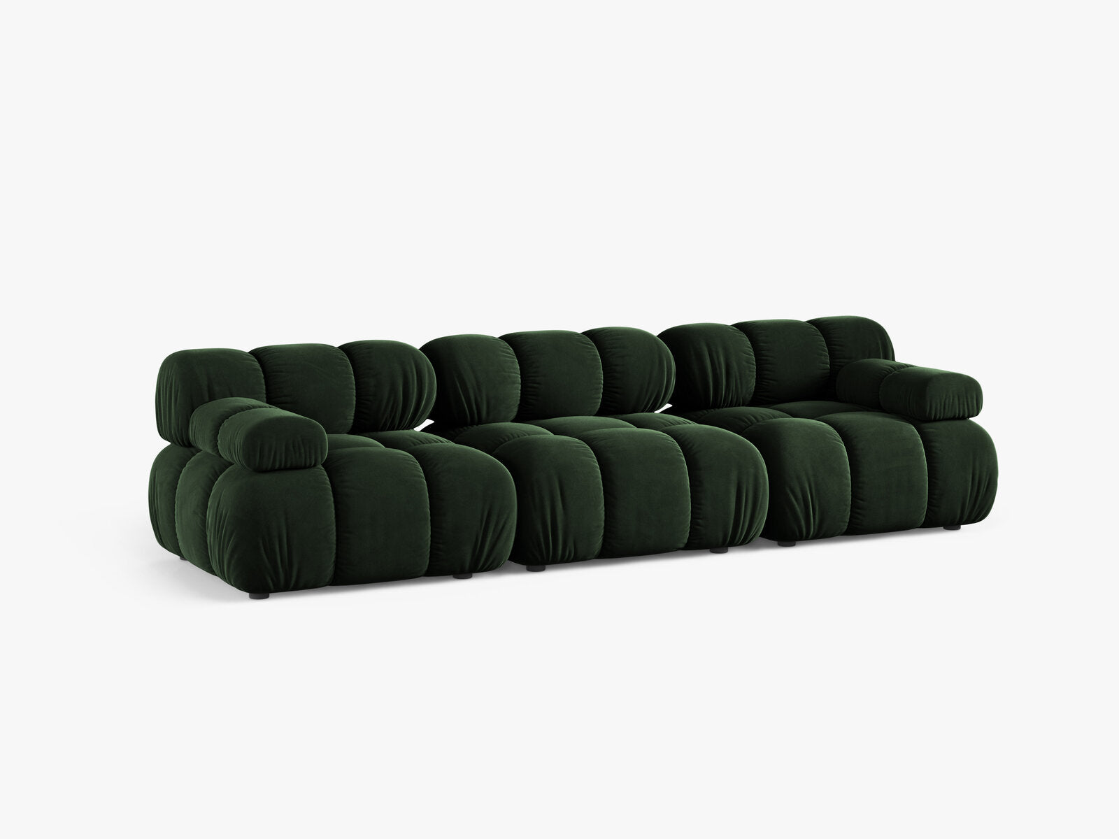 Micadoni Modulares Sofa Bellis 3-Sitzer Samt Venus Flaschengrün