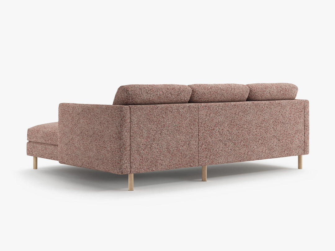 Micadoni Ecksofa Eden Groß 3-Sitzer Rechts Strukturierter Stoff Rosa Melange