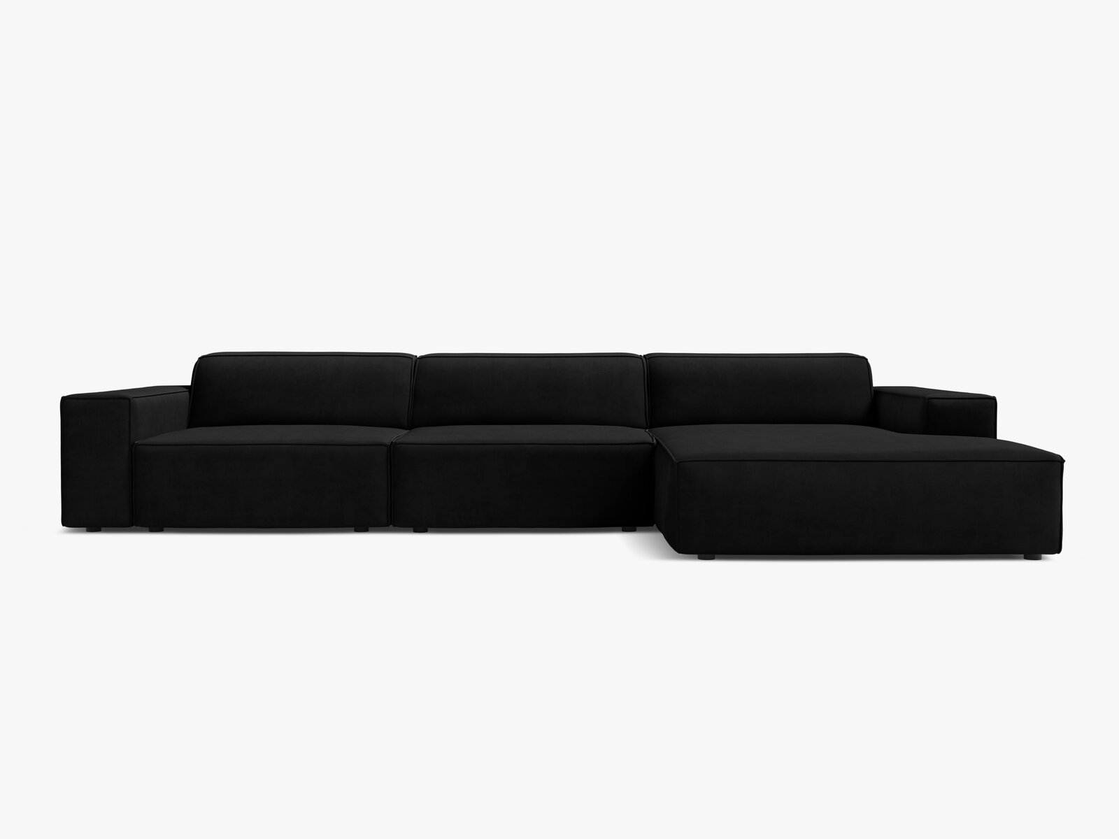 Micadoni Ecksofa Jodie 4-Sitzer Rechts Samt Bluvel Schwarz