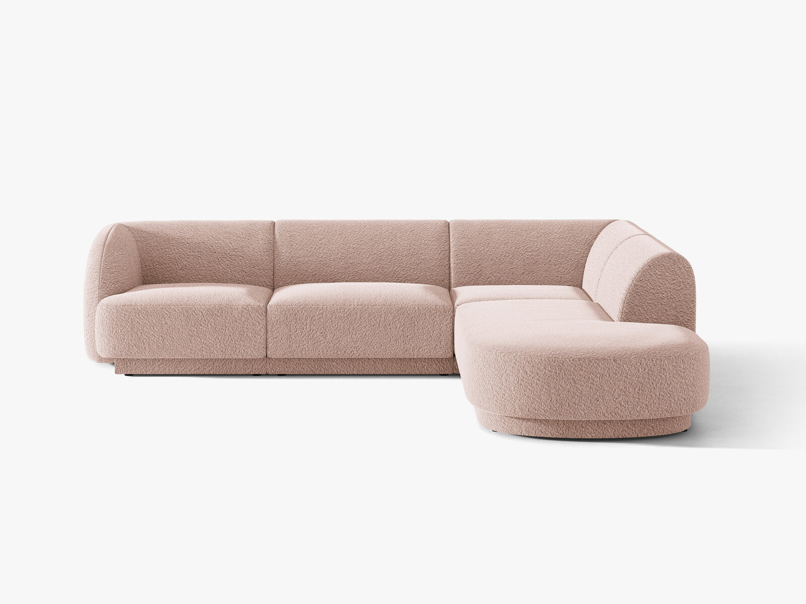 Micadoni Ecksofa Miley 6-Sitzer Boucle Baloo Puderrosa Rechts